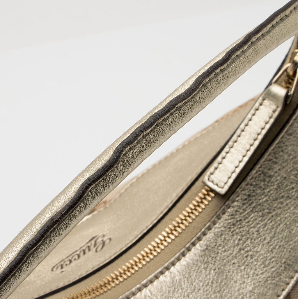 Gucci GG Canvas Metallic Leather D Ring Medium Hobo (SHF-hGJsEO)