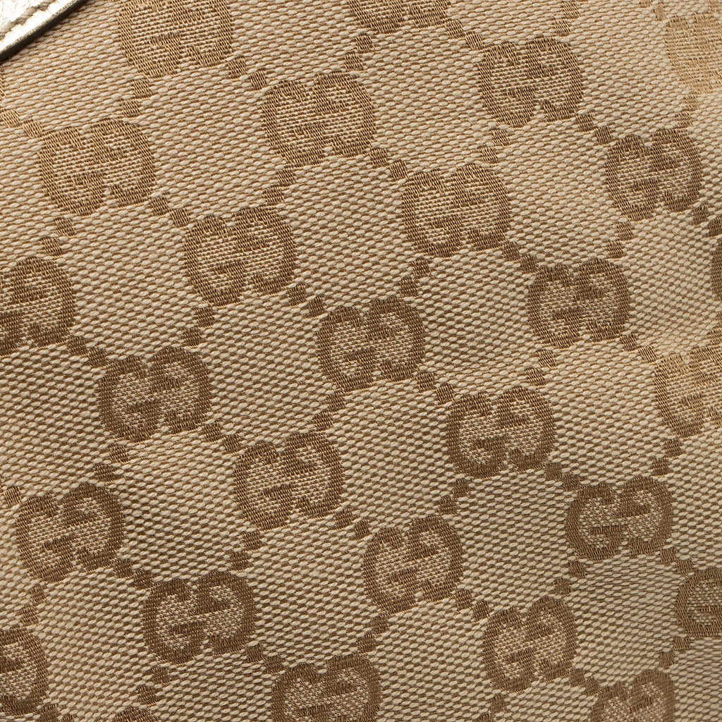 Gucci GG Canvas Metallic Leather D Ring Medium Hobo (SHF-hGJsEO)