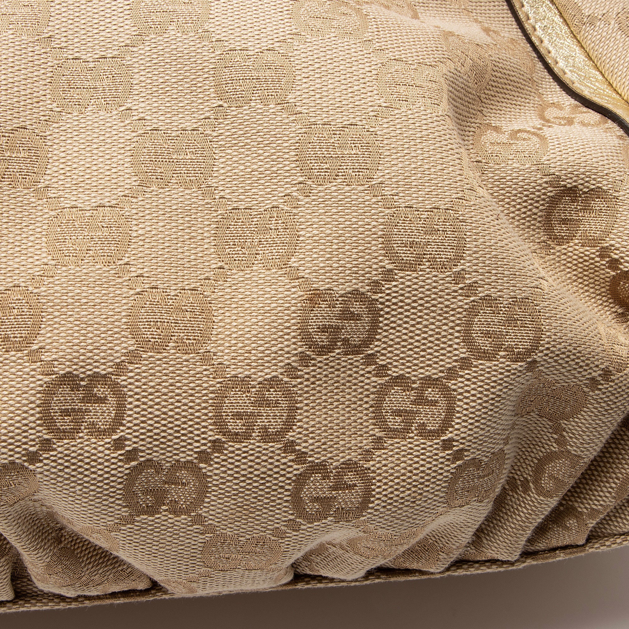 Gucci GG Canvas Metallic Leather D Ring Small Hobo (SHF-nI1P2Q)
