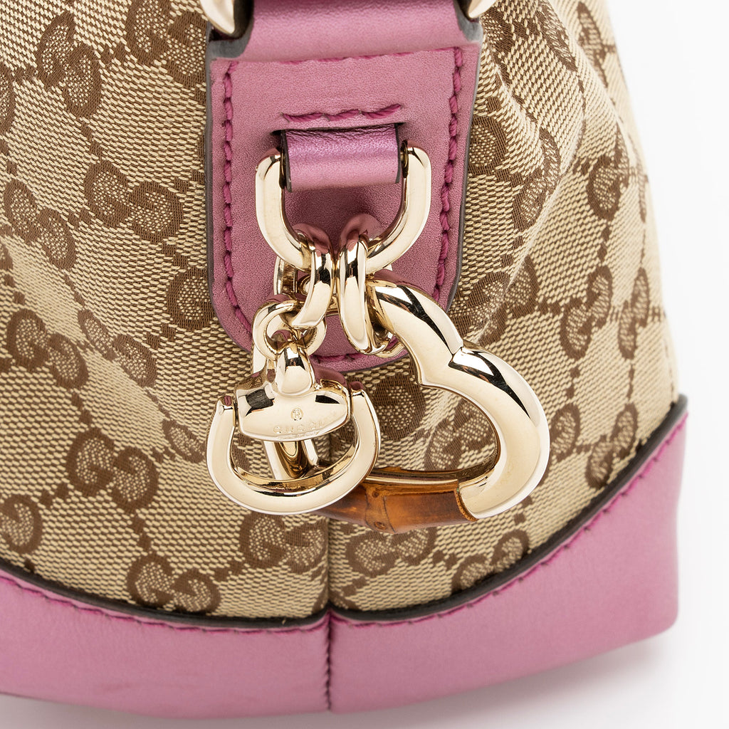 Gucci GG Canvas Metallic Leather Heart Bit Charm Small Hobo (SHF-23021)