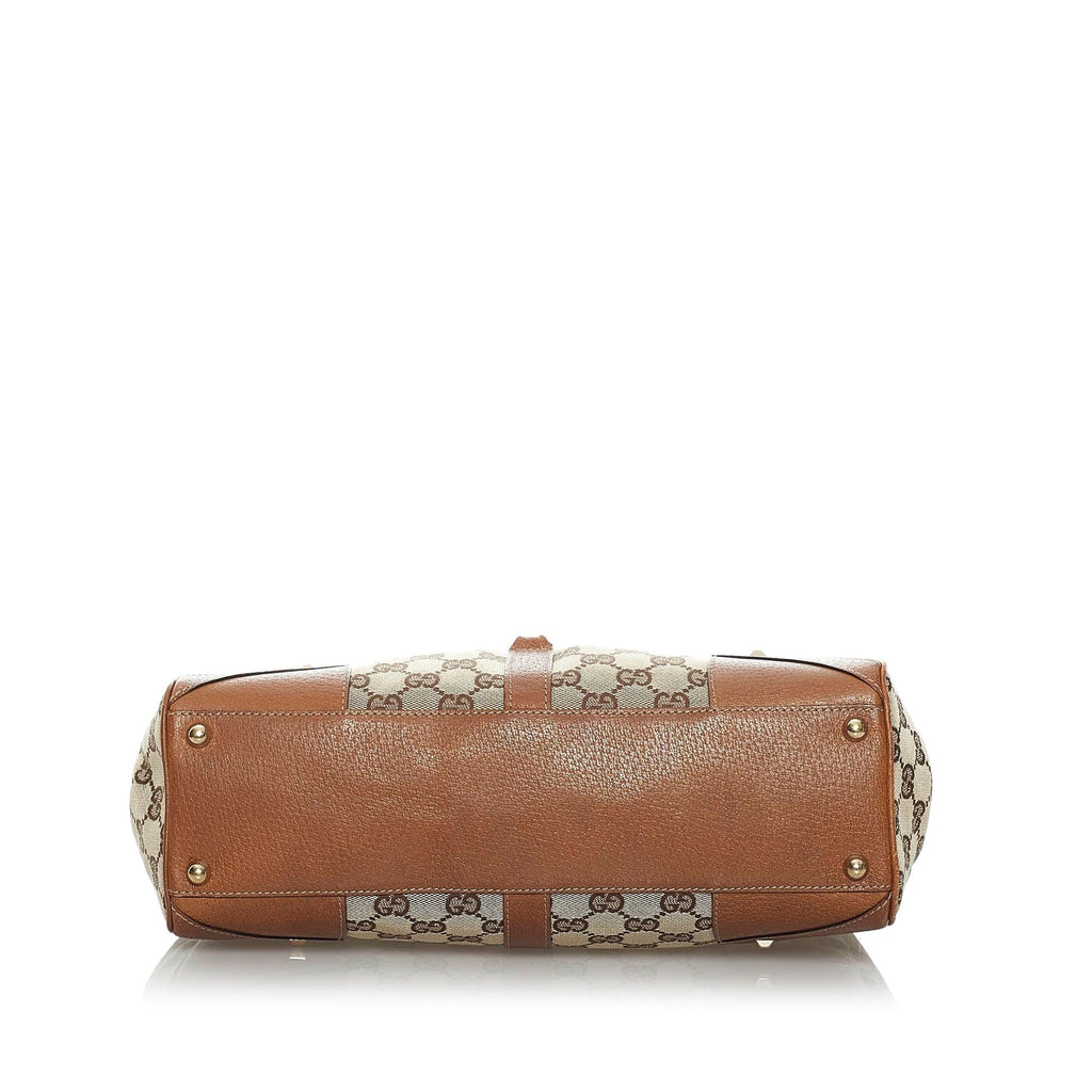 Gucci GG Canvas Nailhead Jackie Shoulder Bag (SHG-33693)