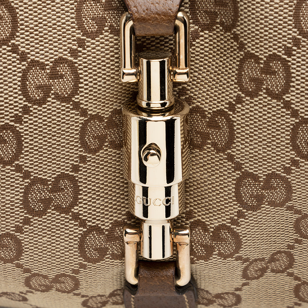 Gucci GG Canvas Nailhead Medium Bardot Shoulder Bag (SHF-21614)