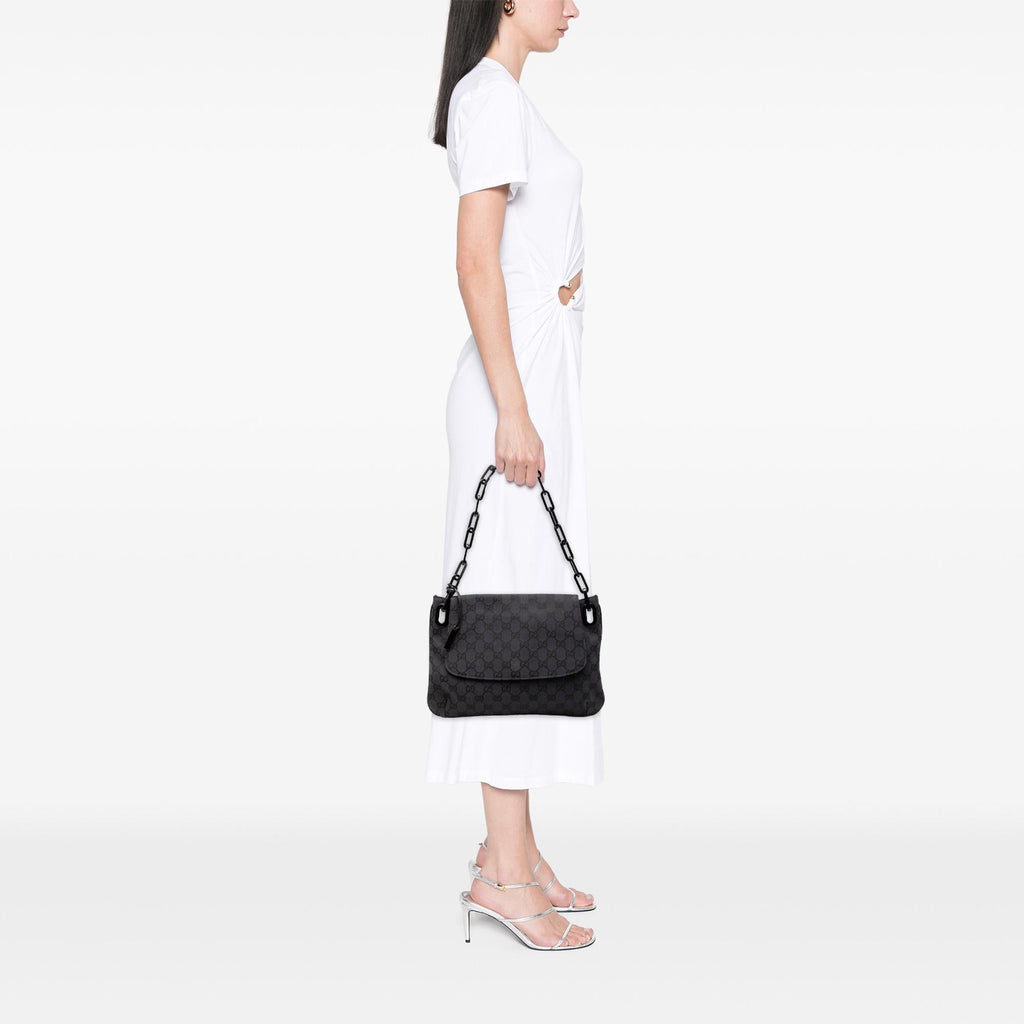 Gucci GG Canvas Resin Chain Flap Shoulder Bag