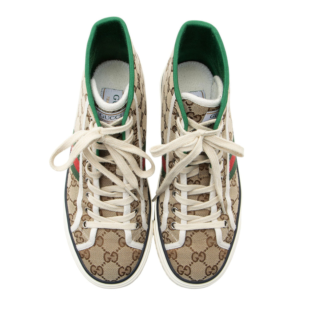 Gucci GG Canvas Web 1977 Tennis High Top Sneakers - Size 8 / 38