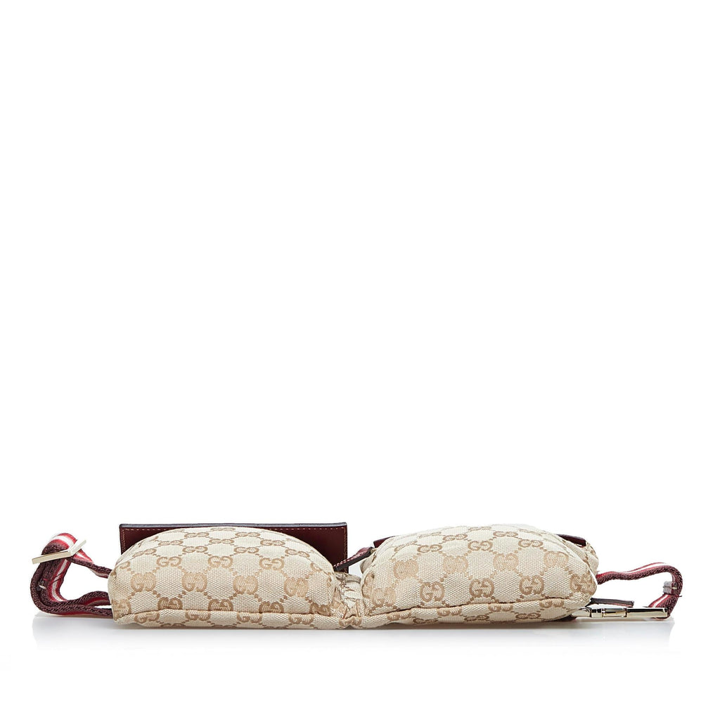 Gucci GG Canvas Web Double Pocket Belt Bag (SHG-AZ2VIh)