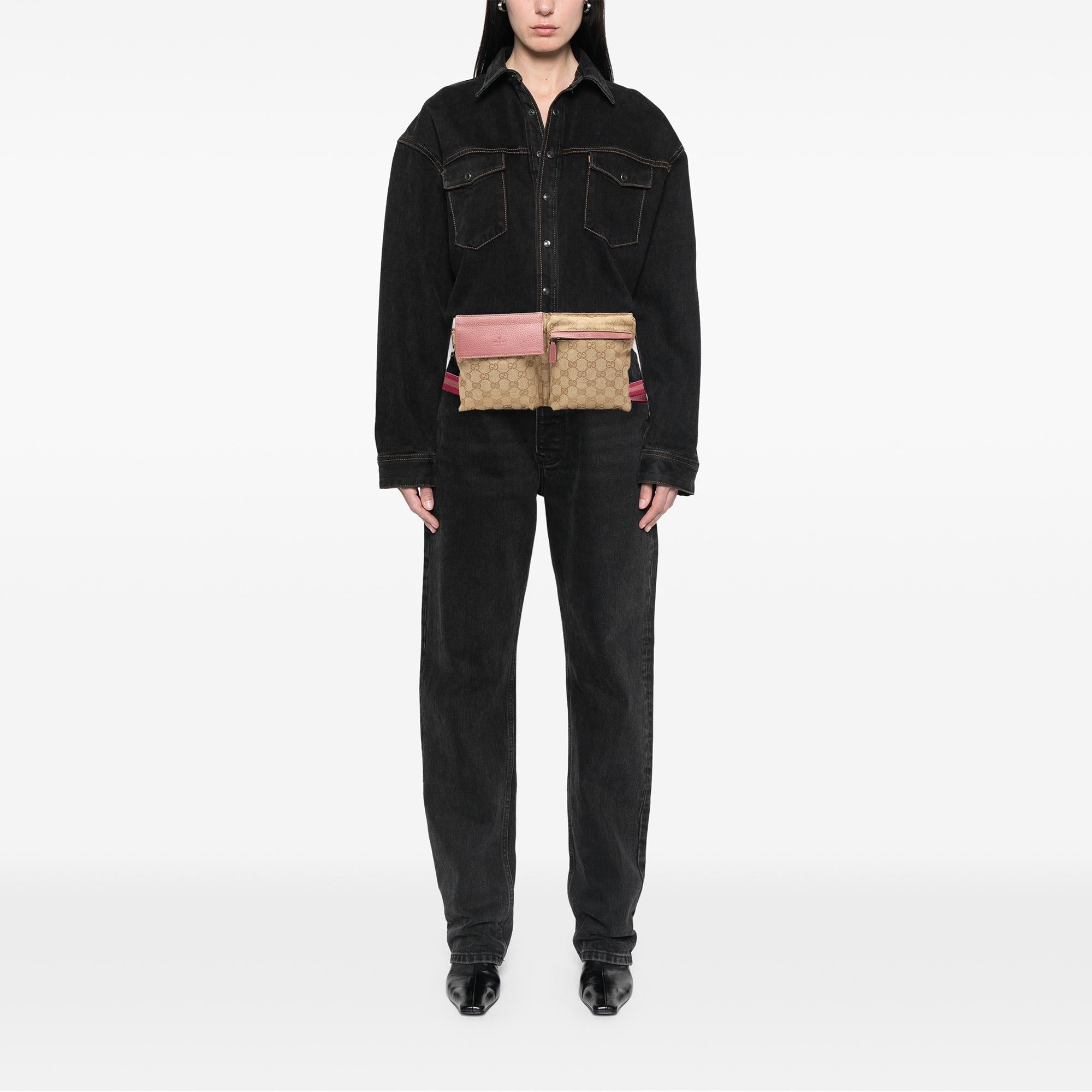 Gucci GG Canvas Web Double Pocket Belt Bag