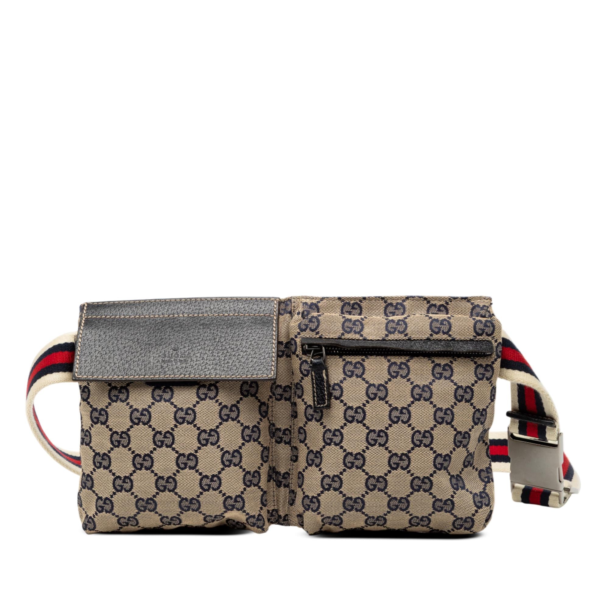 Gucci GG Canvas Web Double Pocket Belt Bag