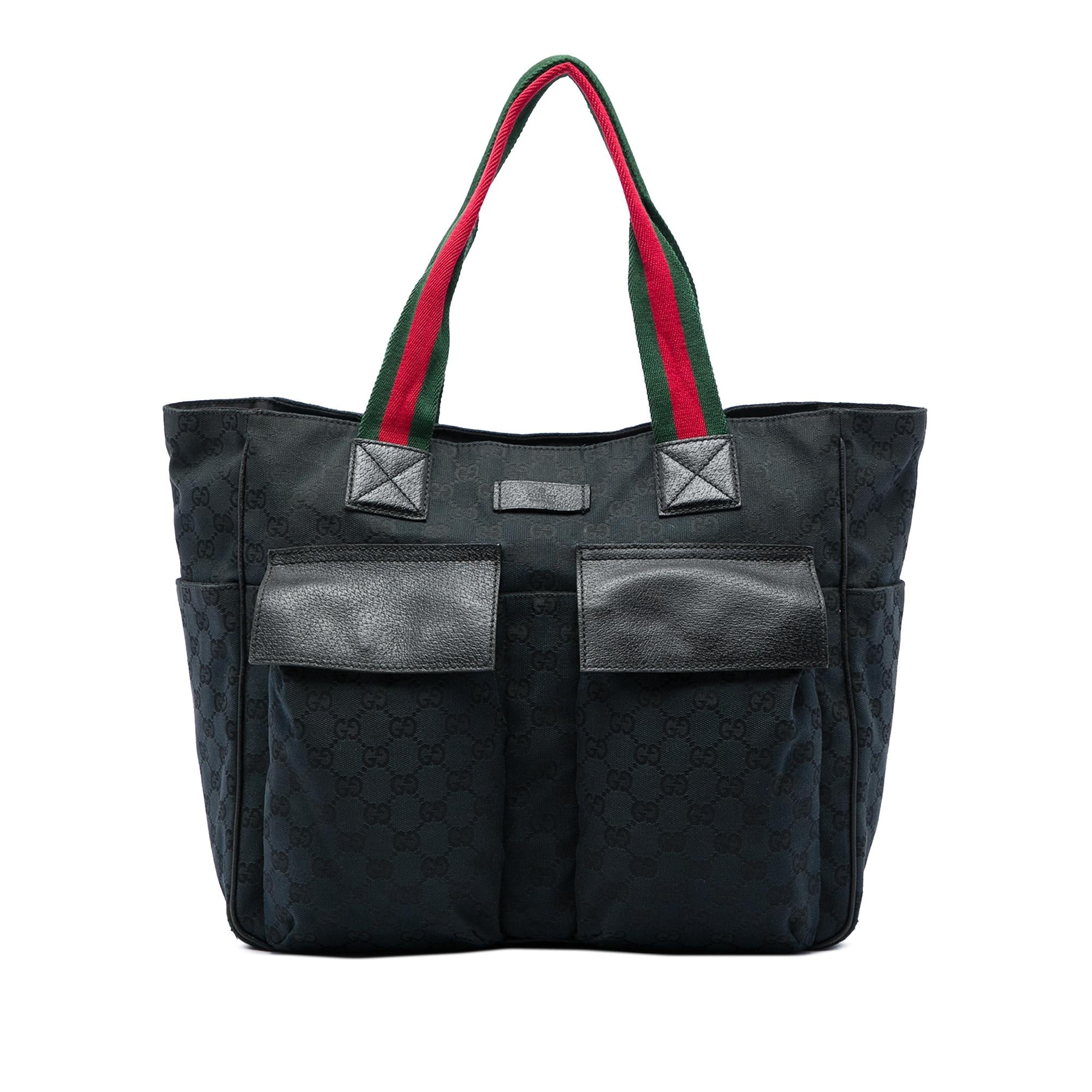 Gucci GG Canvas Web Double Pockets Tote