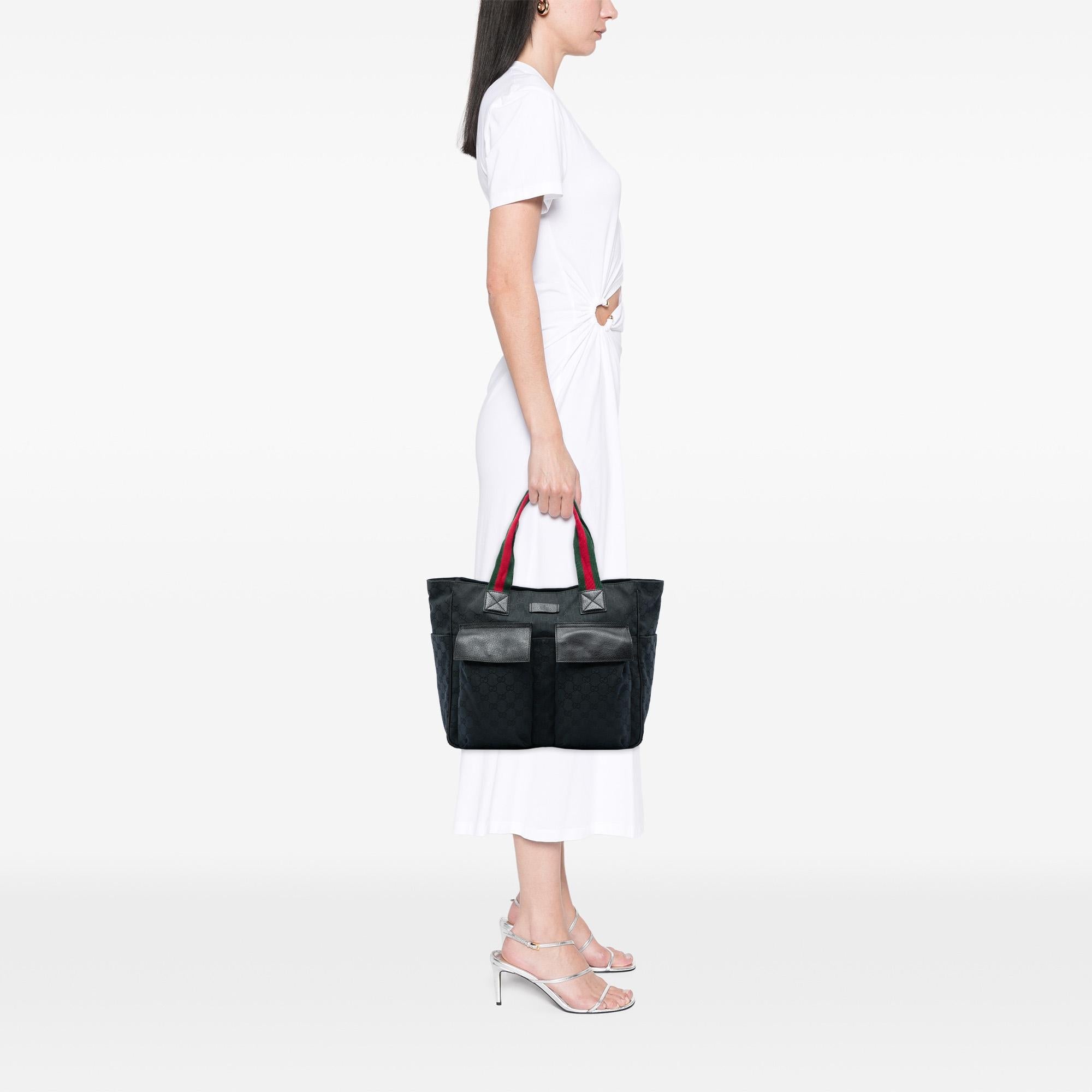 Gucci GG Canvas Web Double Pockets Tote