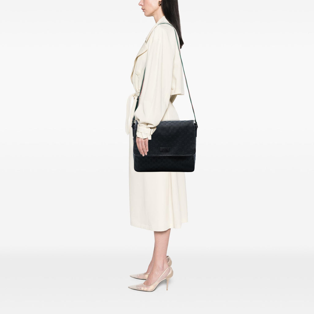 Gucci GG Canvas Web Flap Messenger Bag