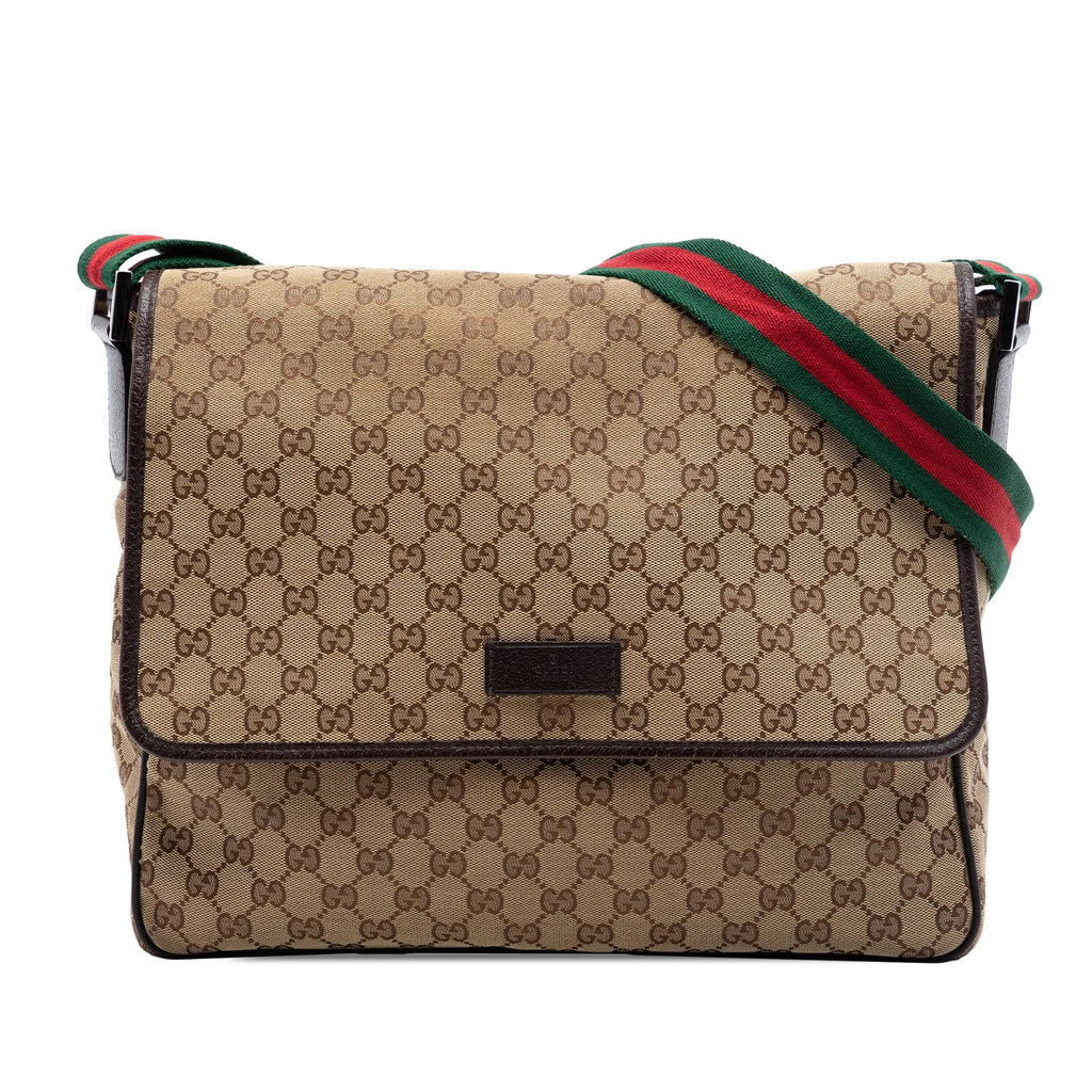 Gucci GG Canvas Web Flap Messenger Bag