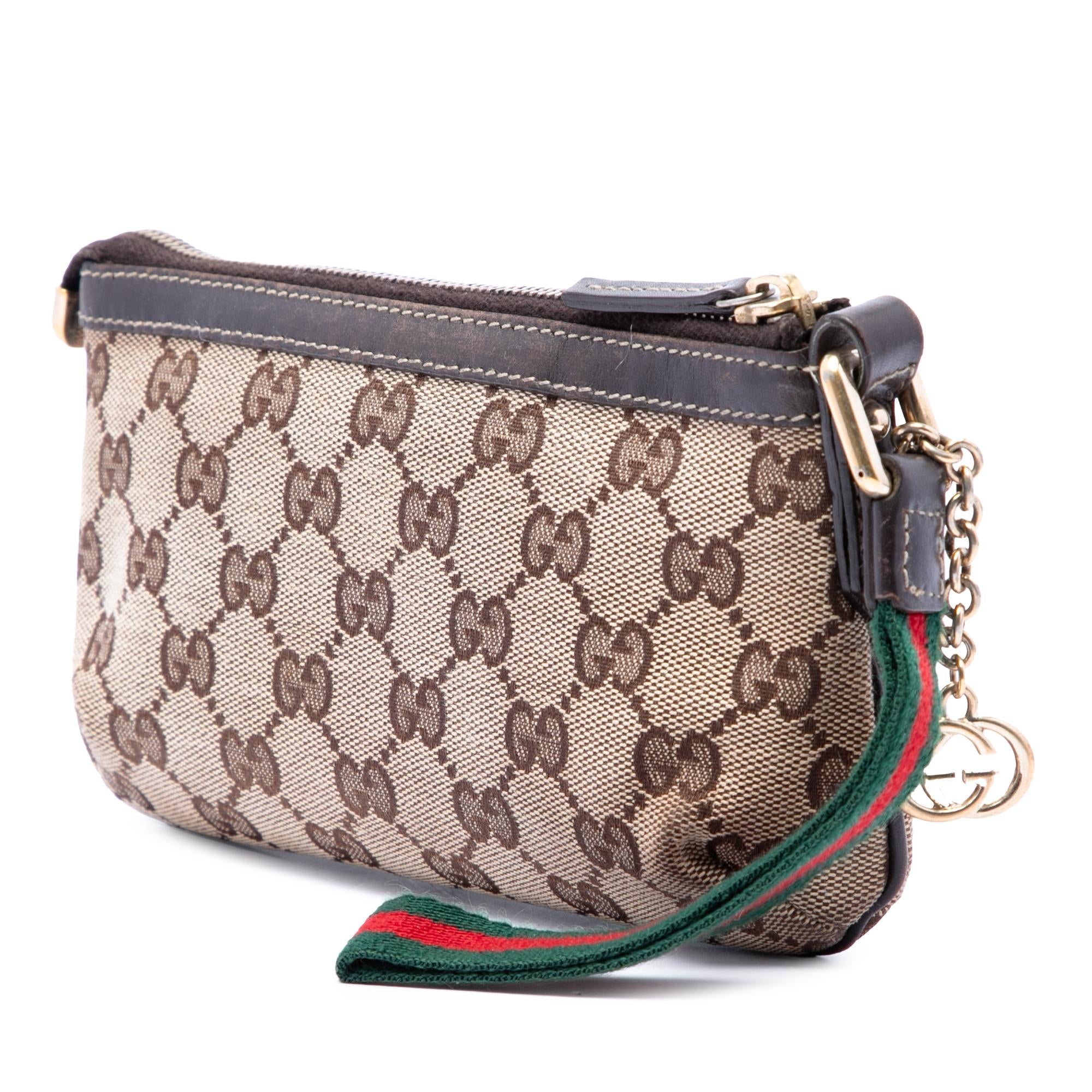 Gucci GG Canvas Web Jolicoeur Wristlet Pouch