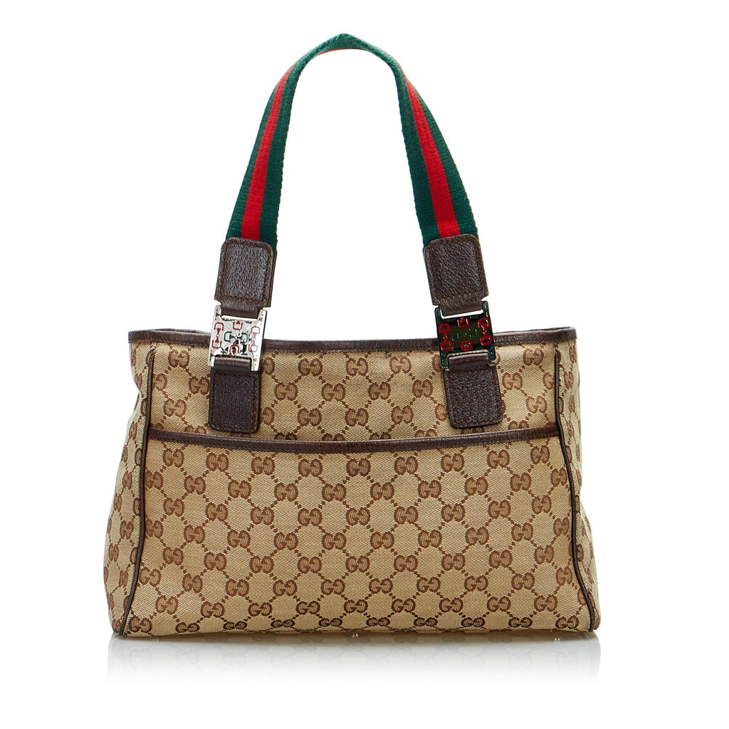Gucci GG Canvas Web Tote (SHG-auLiHZ)
