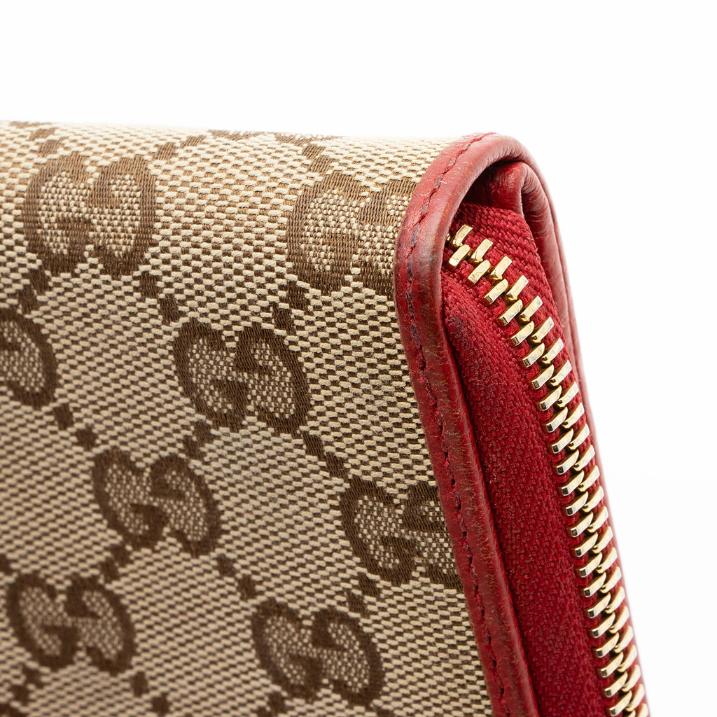 Gucci GG Canvas Zip Around Compact Wallet