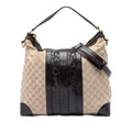 Gucci GG Canvas and Crocodile Embossed Calfskin Secret Satchel