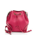 Gucci GG Debossed Leather Studded Bright Bucket Bag