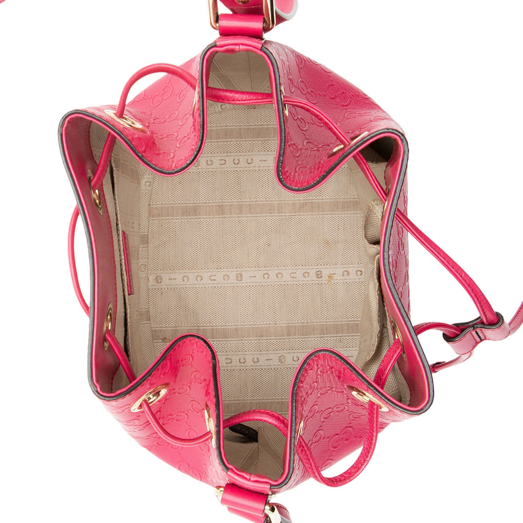 Gucci GG Debossed Leather Studded Bright Bucket Bag