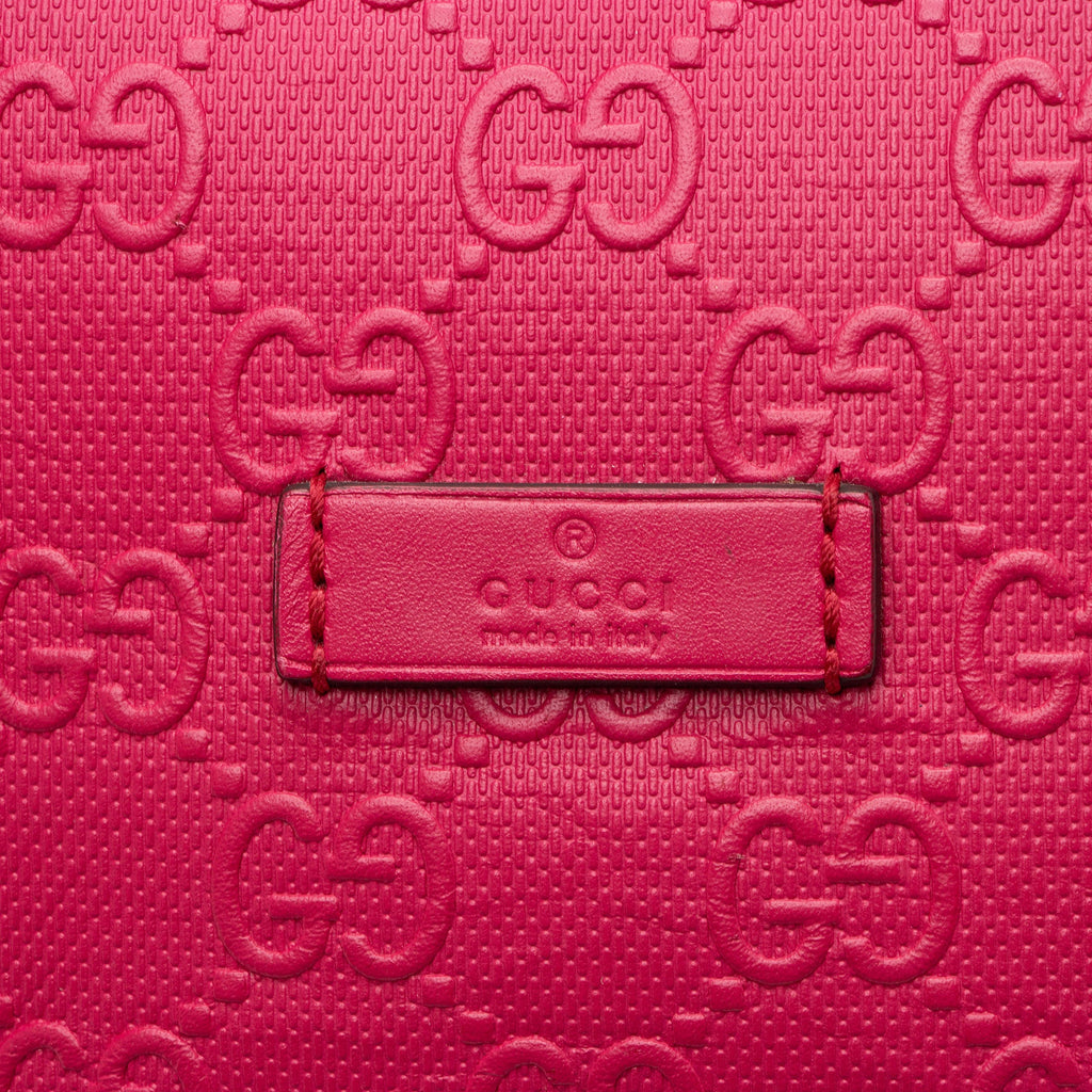 Gucci GG Debossed Leather Studded Bright Bucket Bag