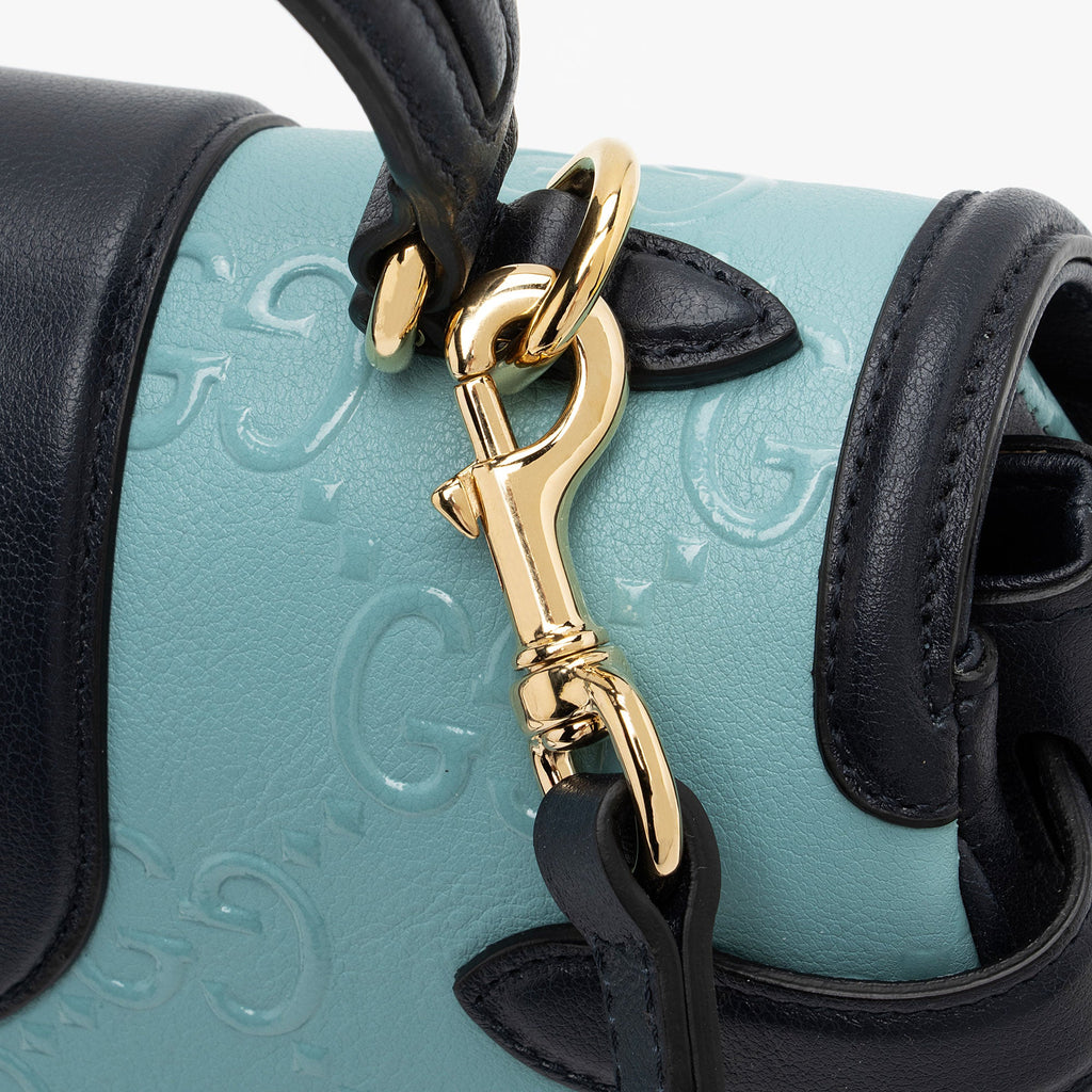 Gucci GG Debossed Leather Small Top Handle (SHF-ur1BGP)