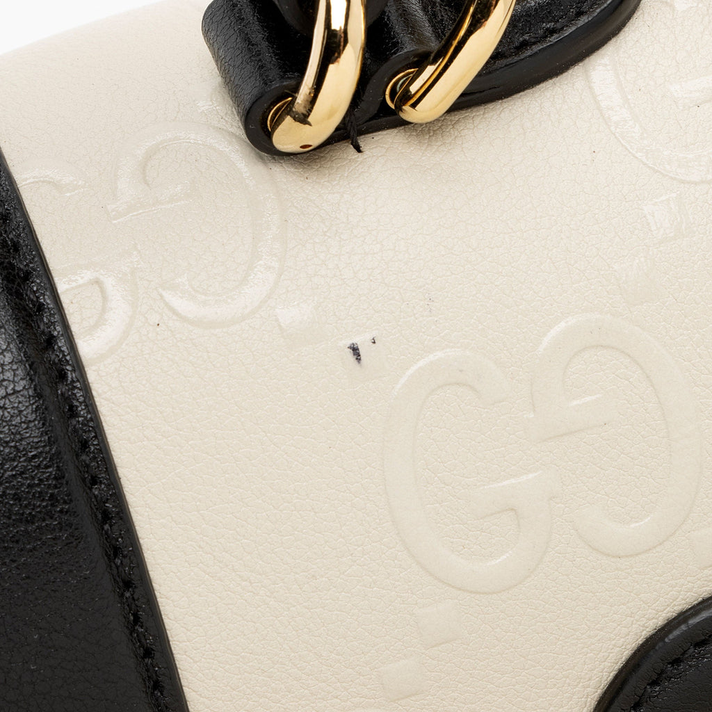 Gucci GG Debossed Leather Small Top Handle (SHF-hGmUB9)