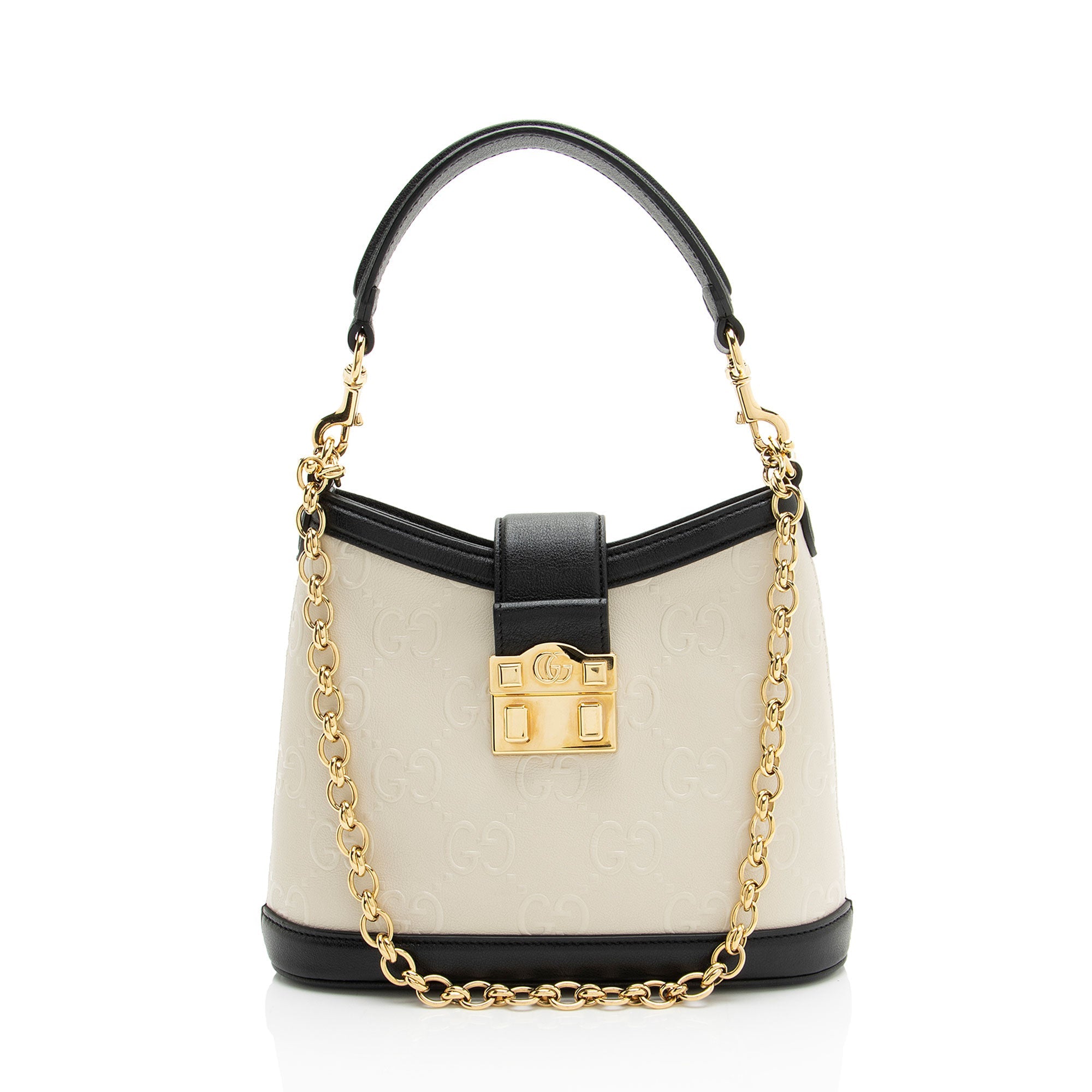Gucci GG Debossed Leather Wonka Chain Shoulder Bag