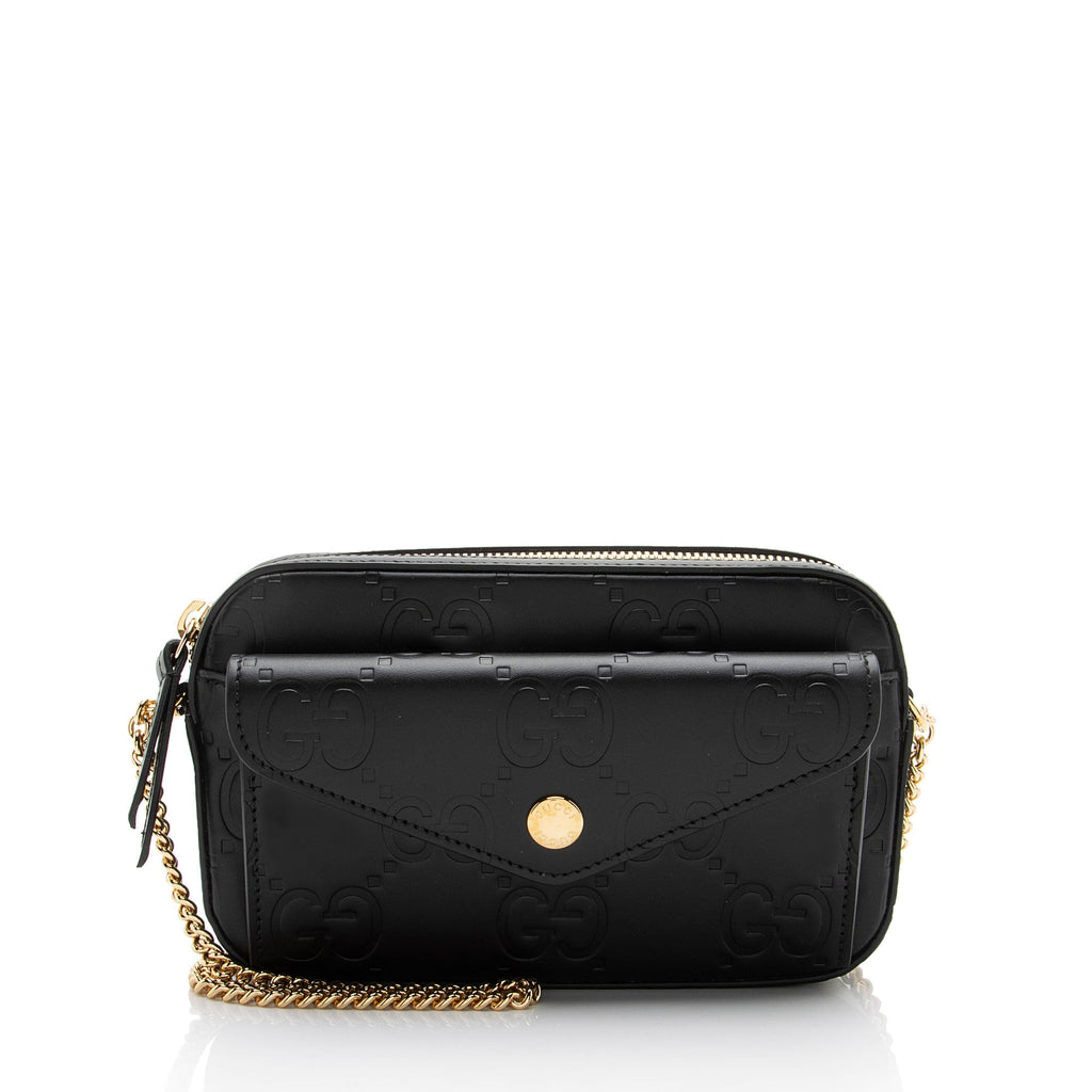 Gucci GG Debossed Leather Mini Shoulder Bag
