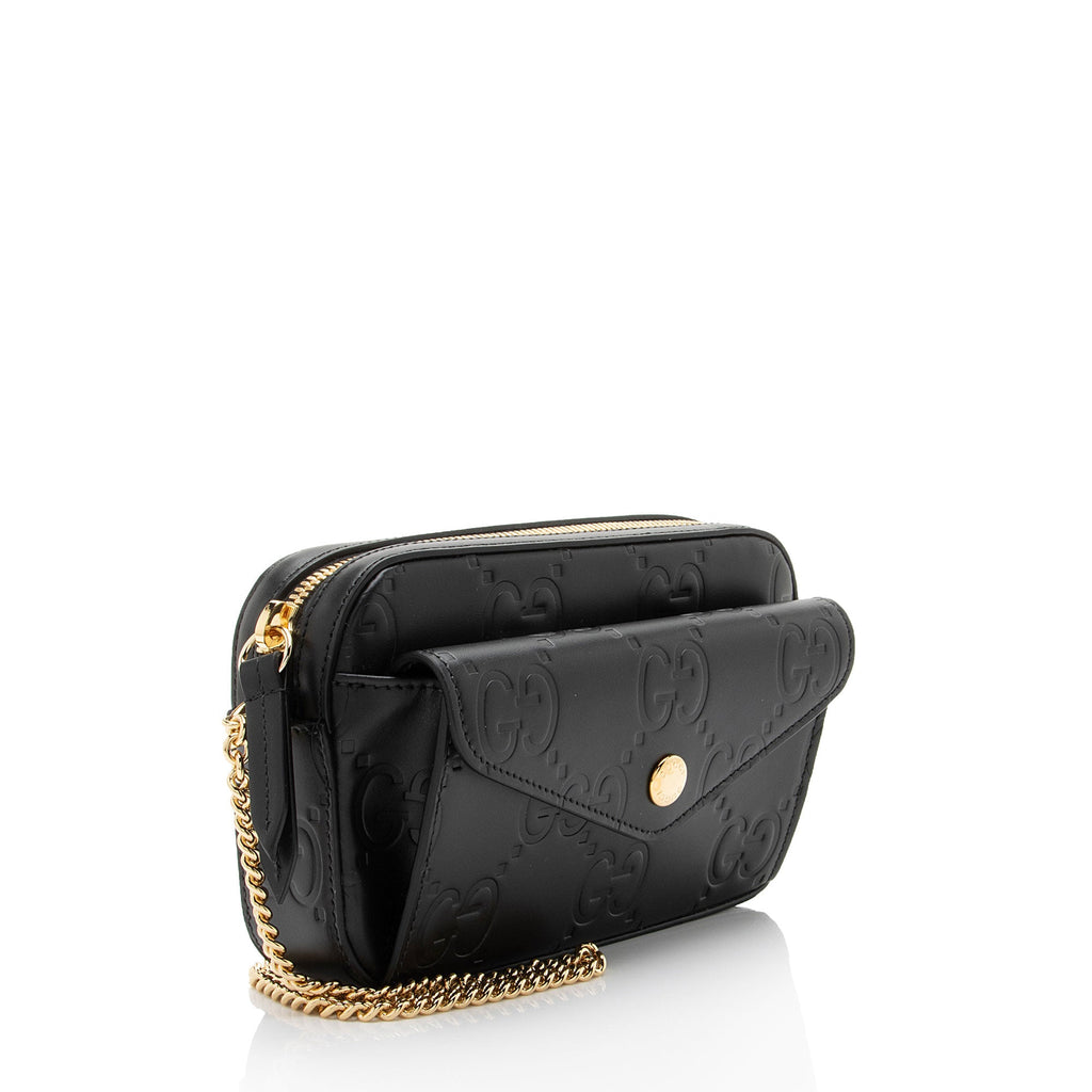 Gucci GG Debossed Leather Mini Shoulder Bag