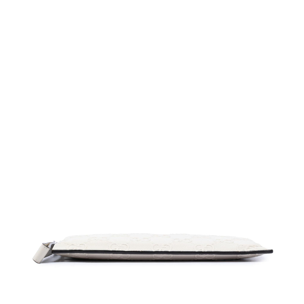 Gucci GG Embossed Perforated Calfskin Wristlet Clutch