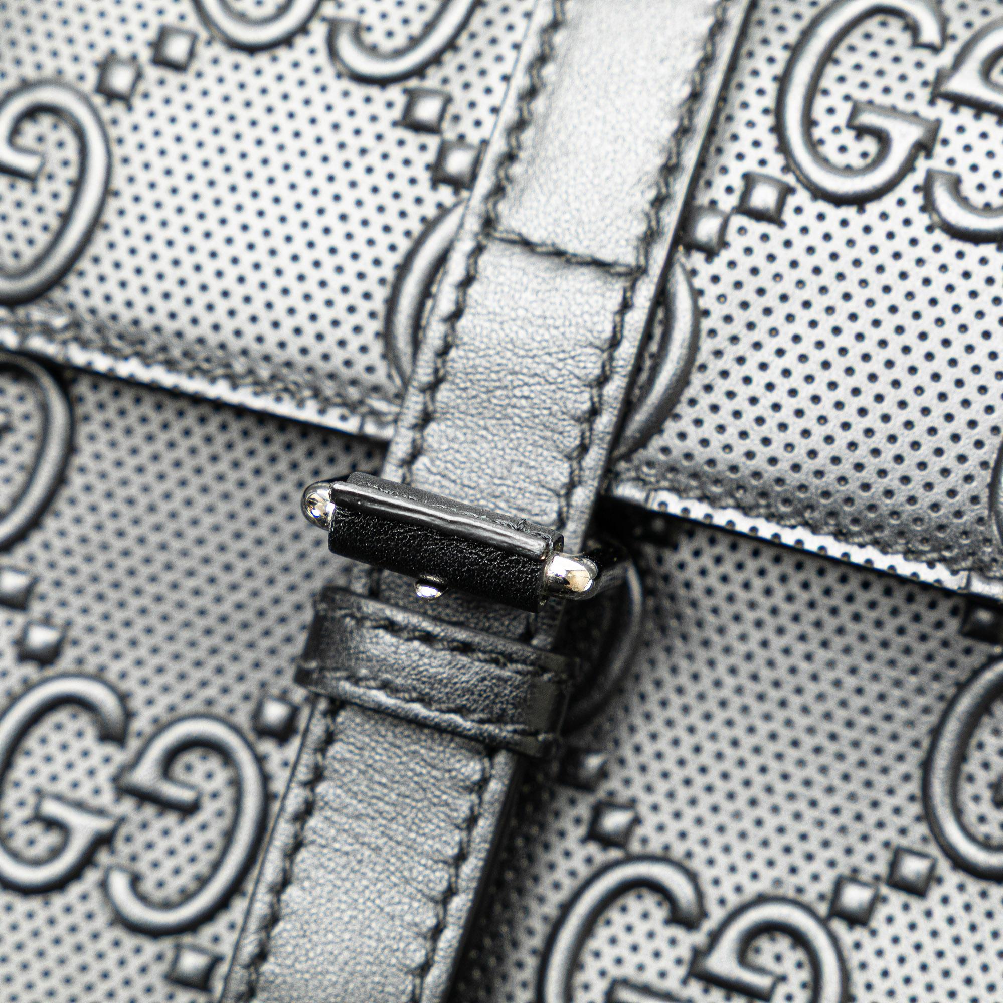 Gucci GG Embossed Perforated Double Belt Bag