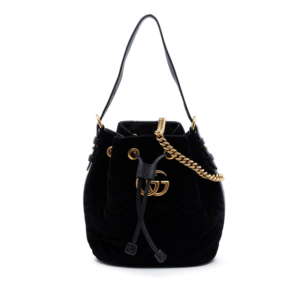 Gucci GG Marmont 2.0 Matelasse Velvet Bucket Bag