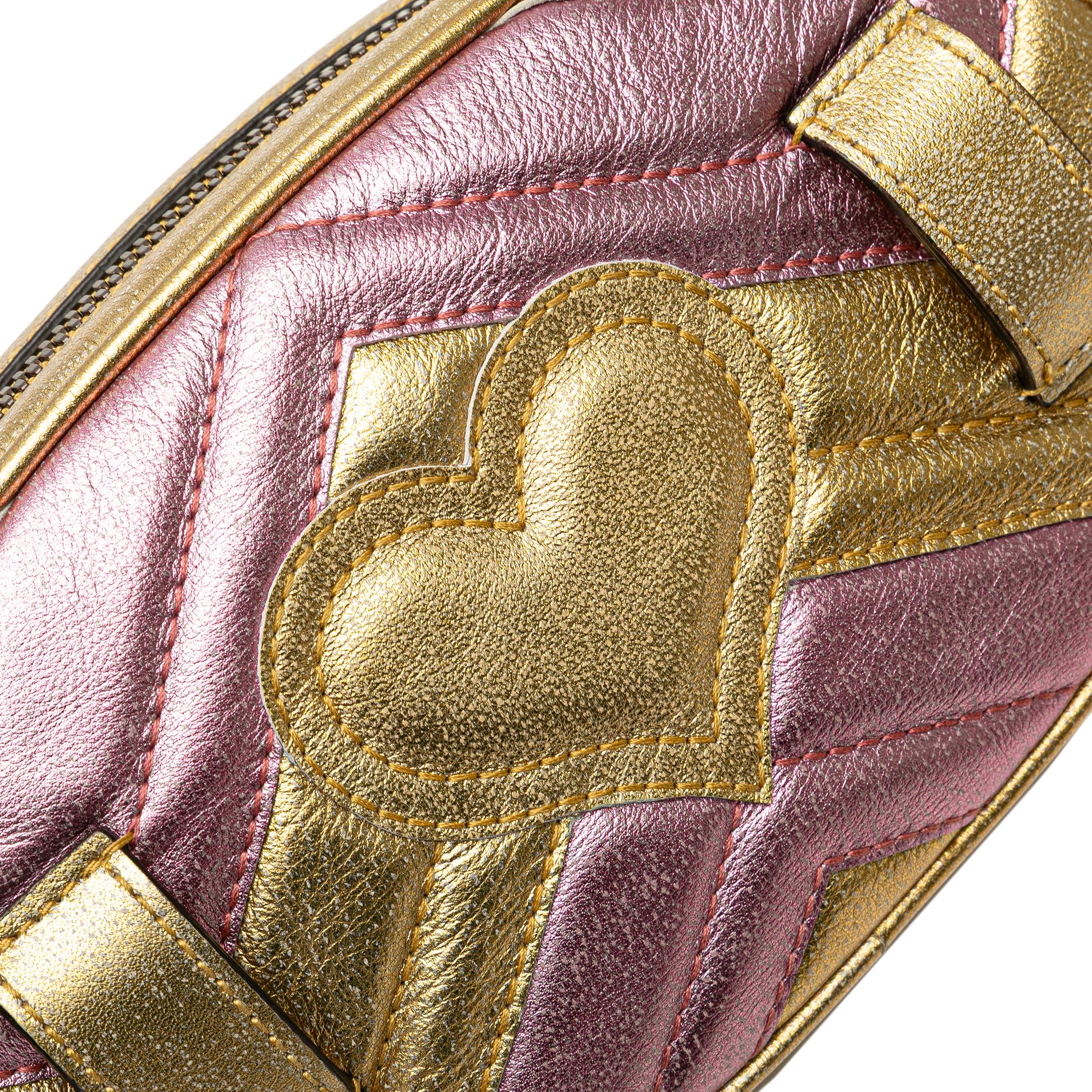 Gucci GG Marmont Matelasse Metallic Bicolor Leather Belt Bag