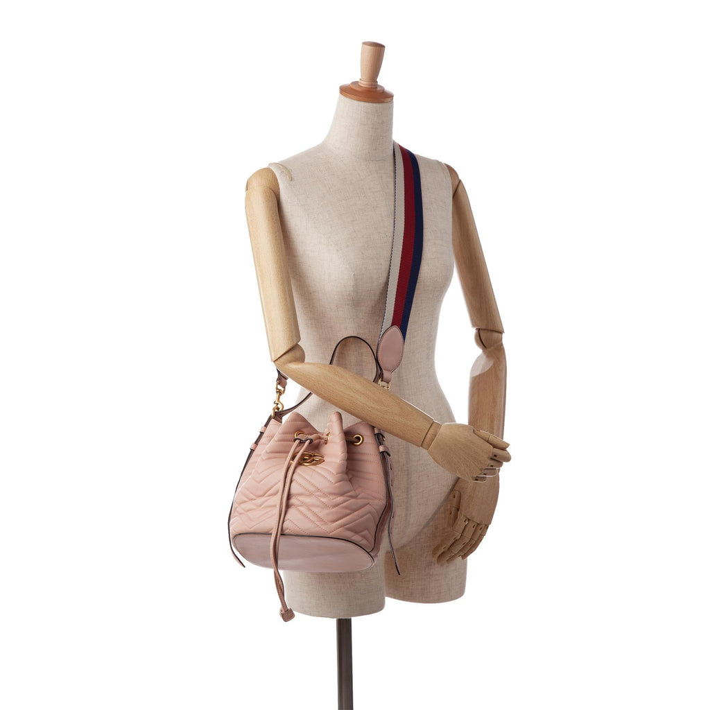 Gucci GG Marmont Web Bucket Bag (SHG-QWqd0K)