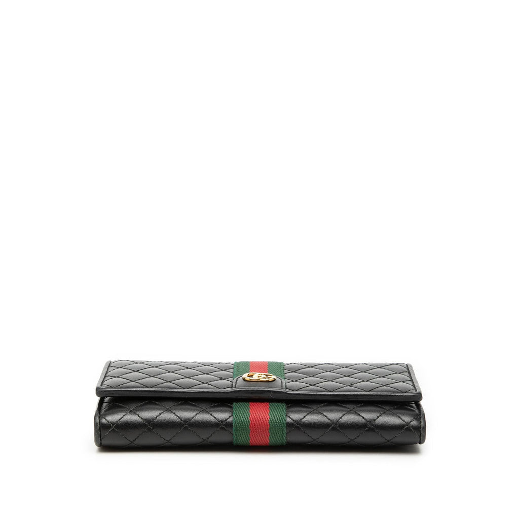 Gucci GG Marmont Web Quilted Leather Long Wallet