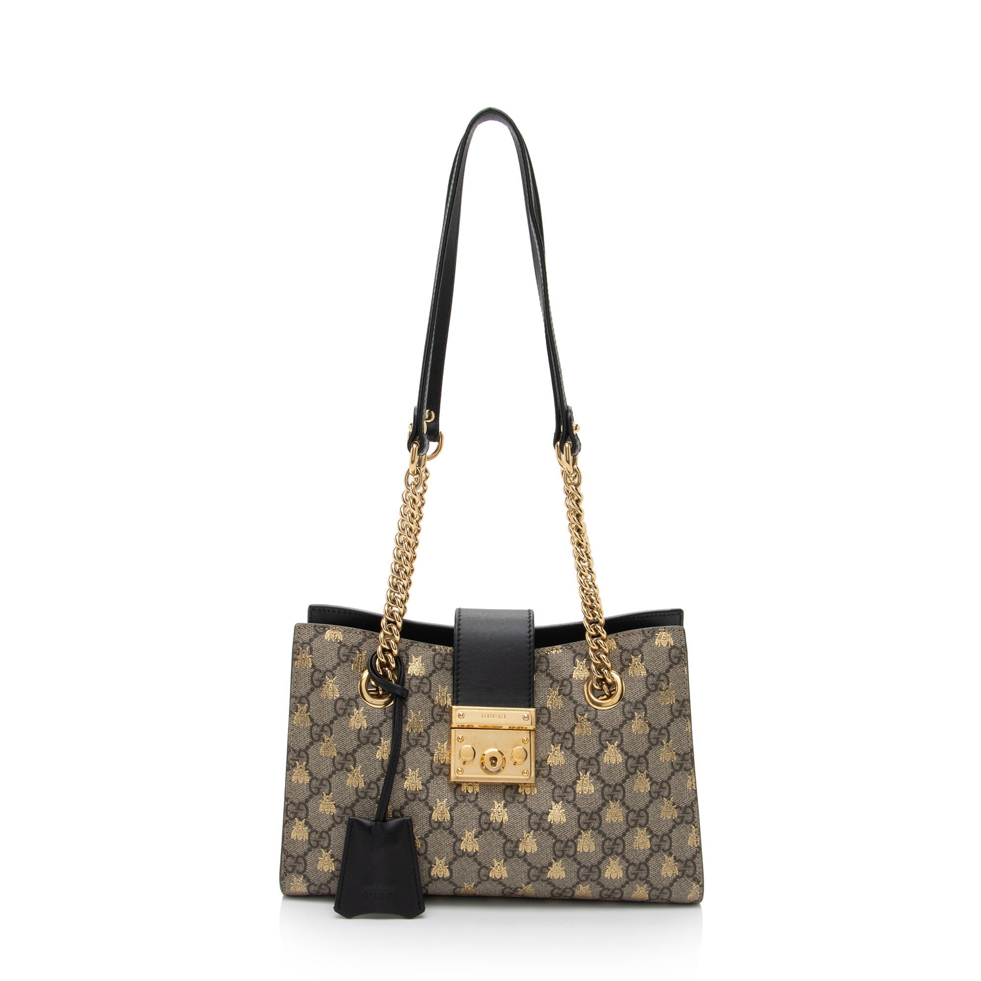 Gucci GG Supreme Bees Padlock Small Shoulder Bag (SHF-GLVNfB)