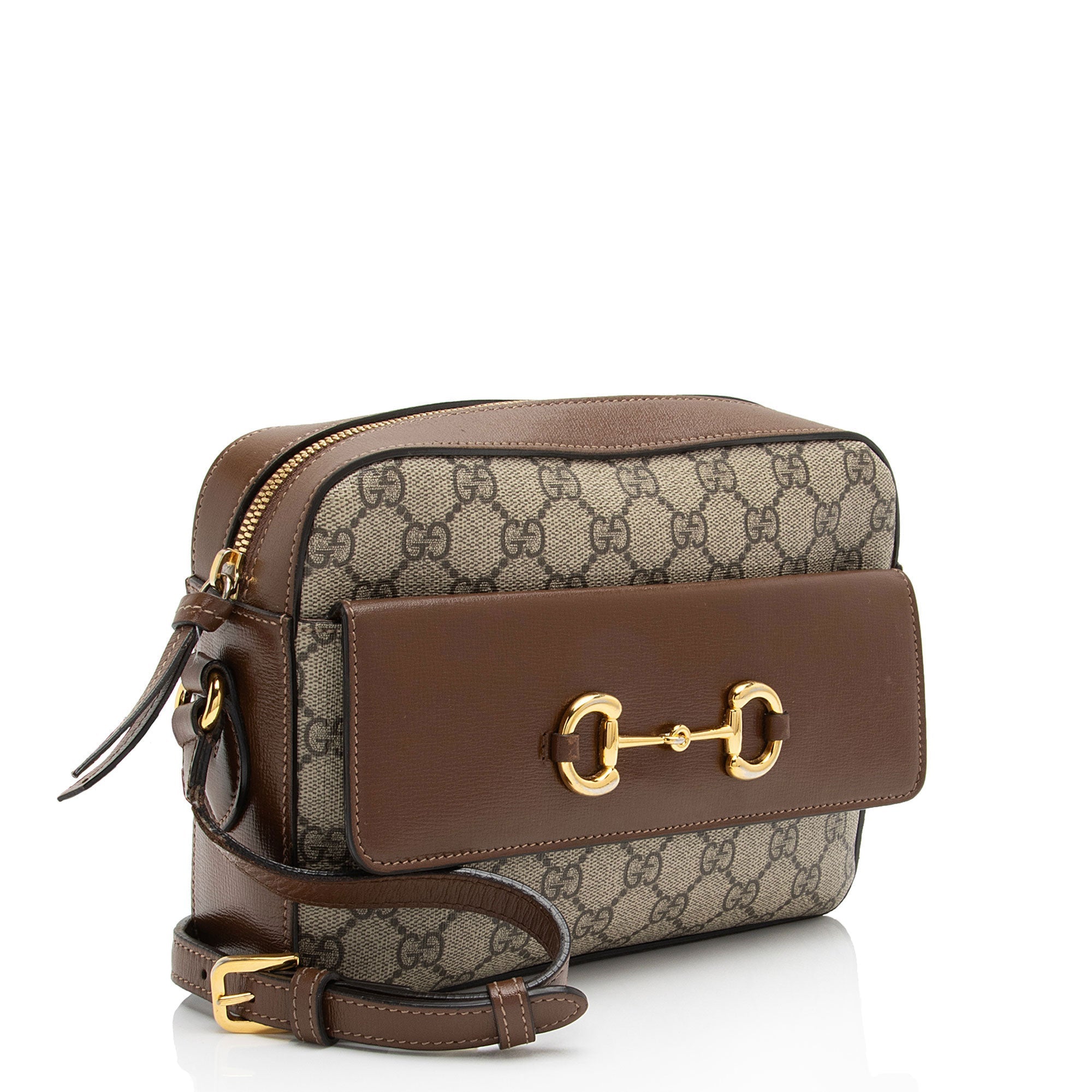 Gucci GG Supreme Calfskin Horsebit 1955 Small Shoulder Bag (SHF-BWc4W6)