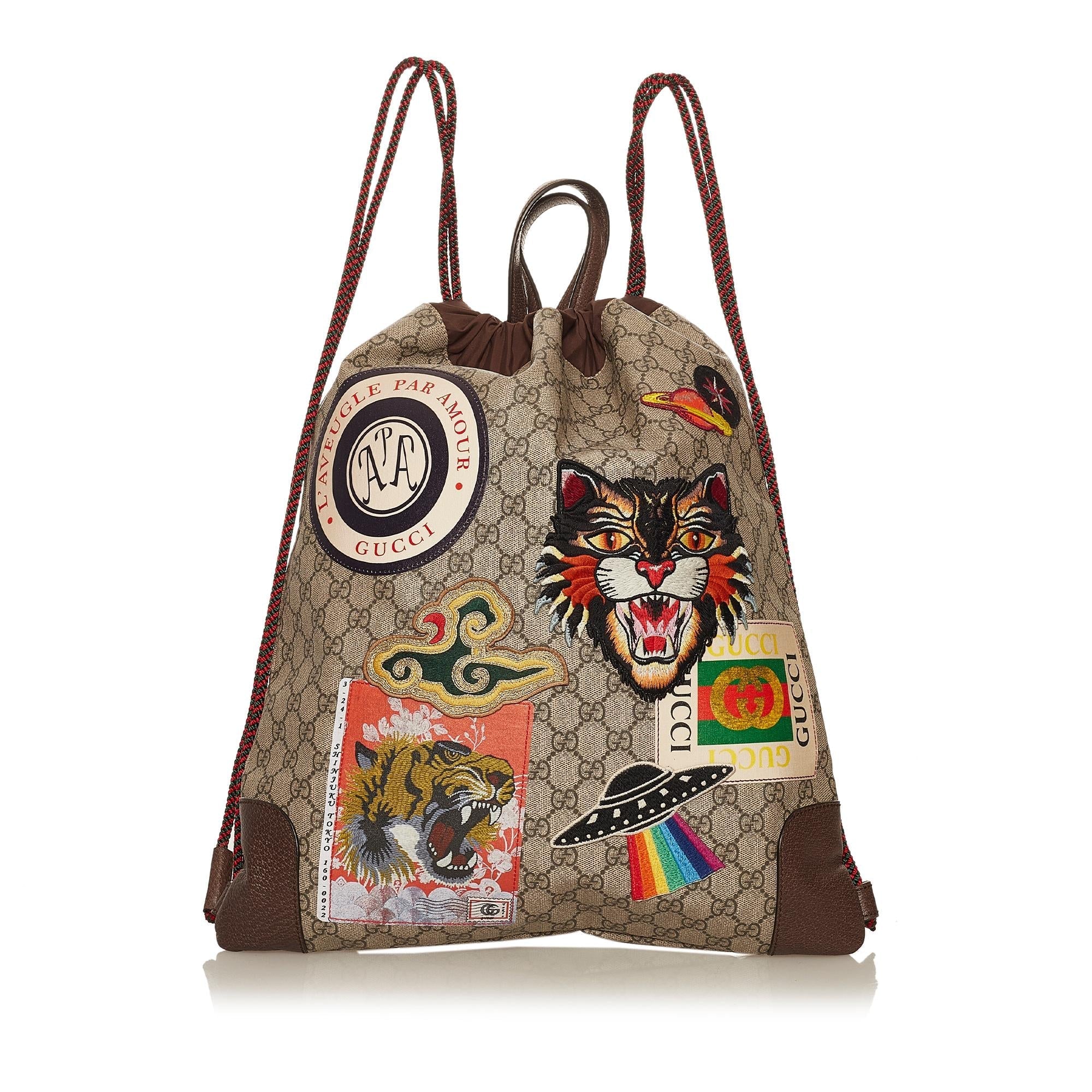 Gucci GG Supreme Courrier Drawstring Backpack (SHG-29536)