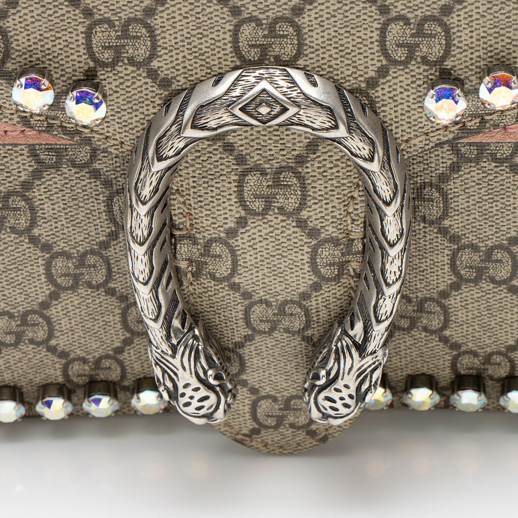Gucci GG Supreme Crystal Studded Dionysus Medium Shoulder Bag