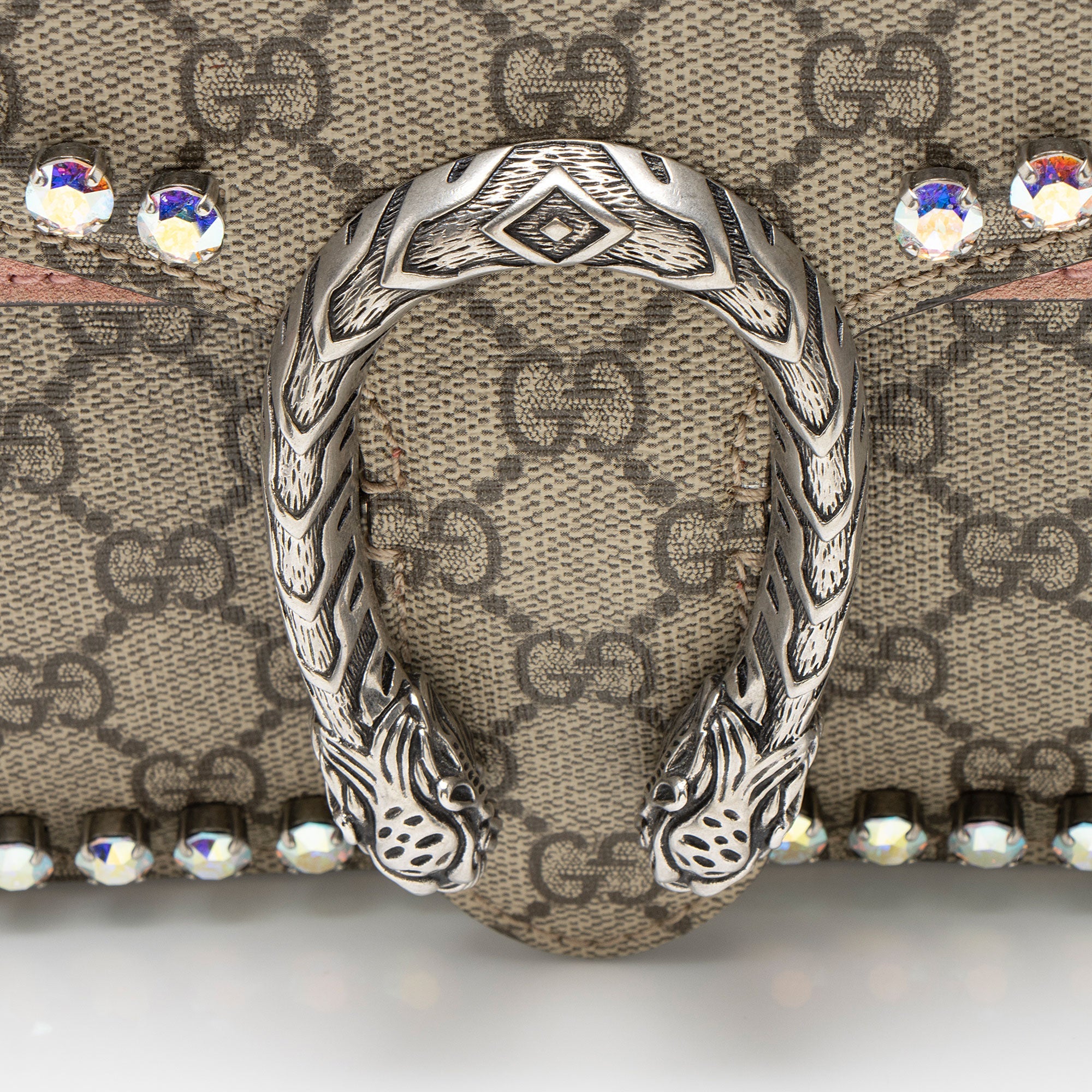 Gucci GG Supreme Crystal Studded Dionysus Medium Shoulder Bag