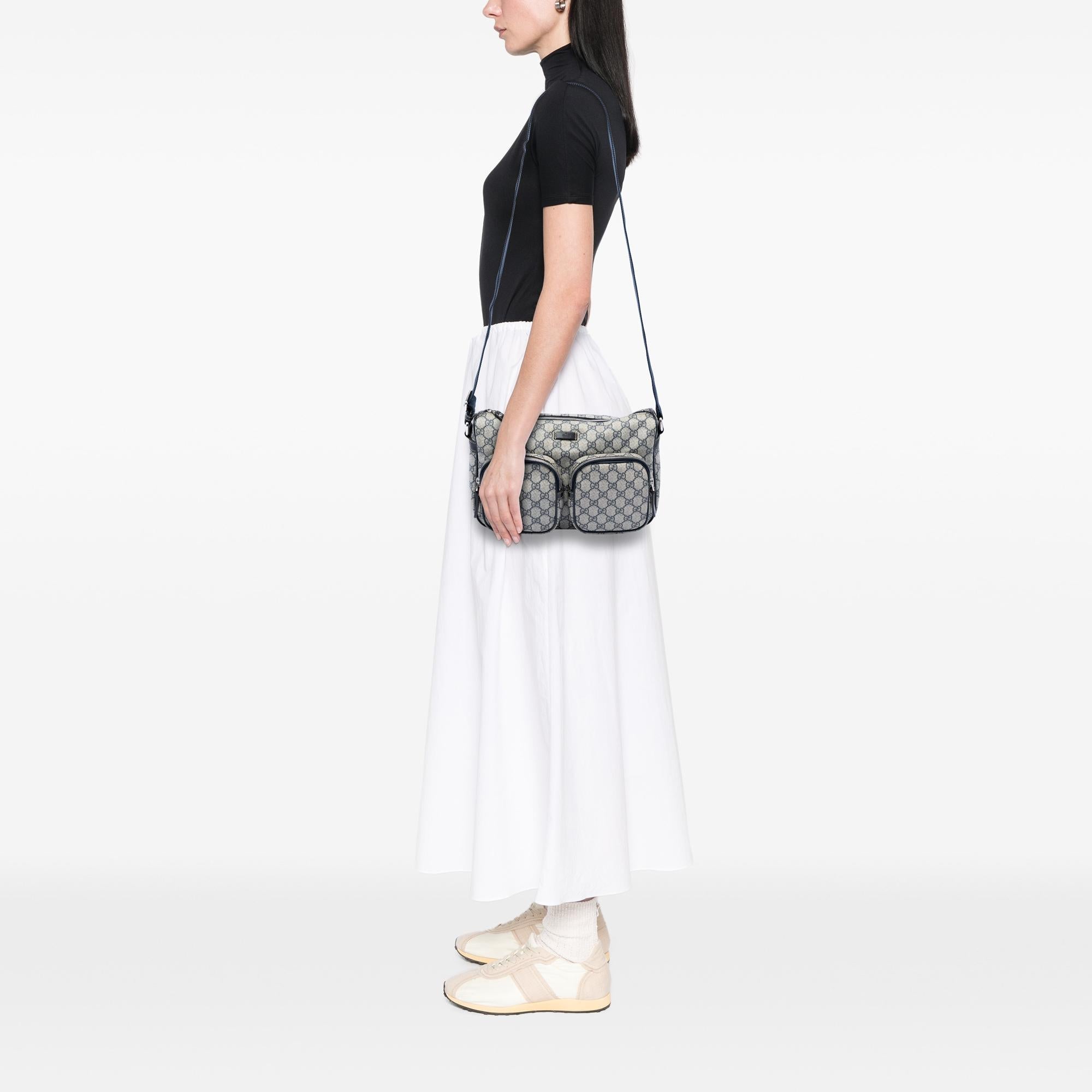 Gucci GG Supreme Double Pocket Crossbody