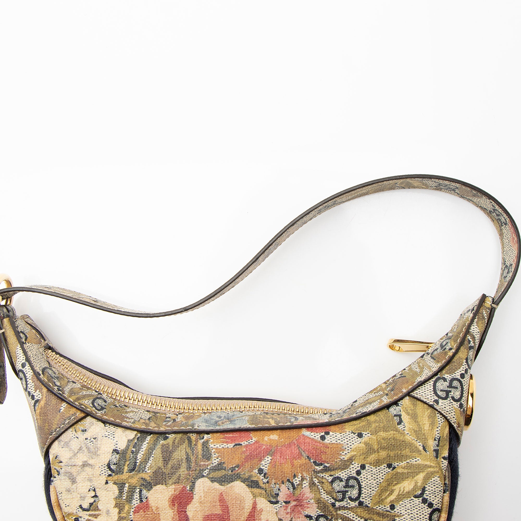 Gucci GG Supreme Flora Ophidia Half Moon Mini Hobo