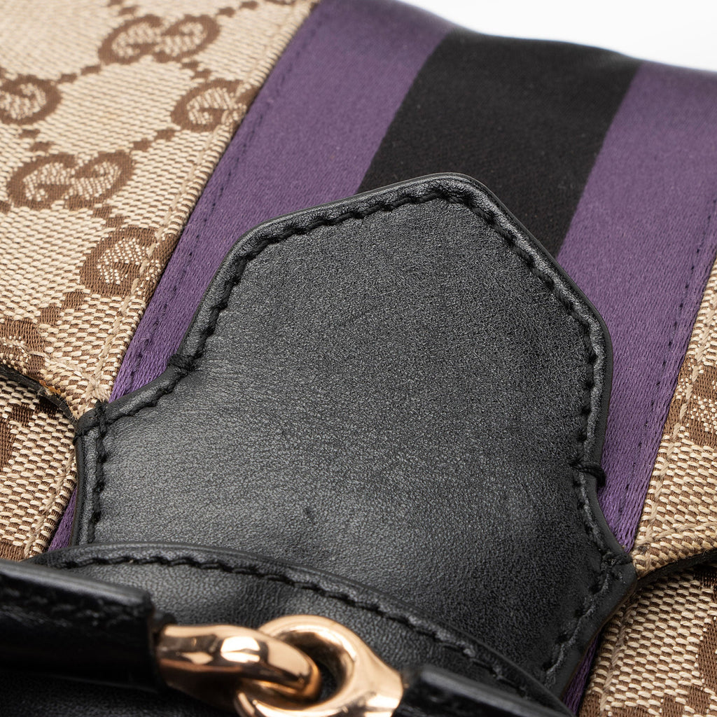 Gucci GG Supreme Horsebit Web Flap Bag (SHF-dZLqw3)
