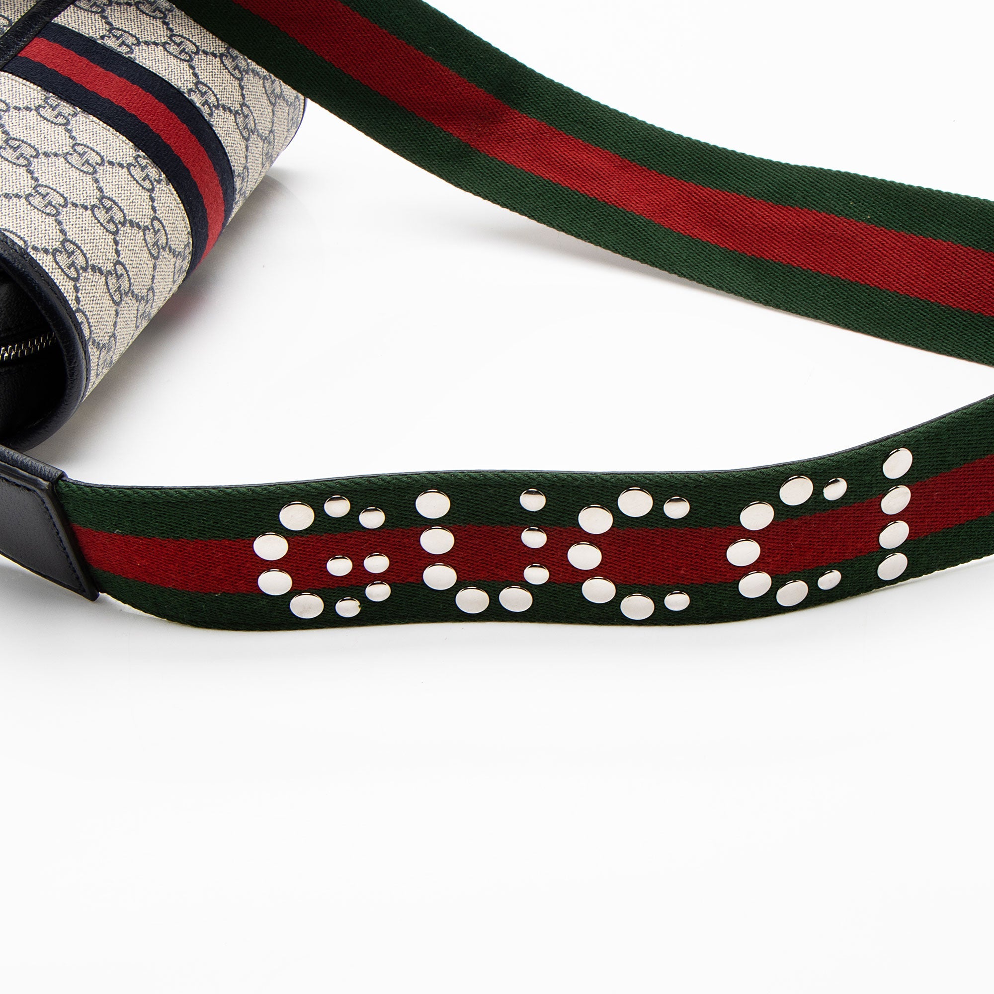 Gucci GG Supreme Ophidia Studded Web Flap Small Messenger (SHF-ken4qy)