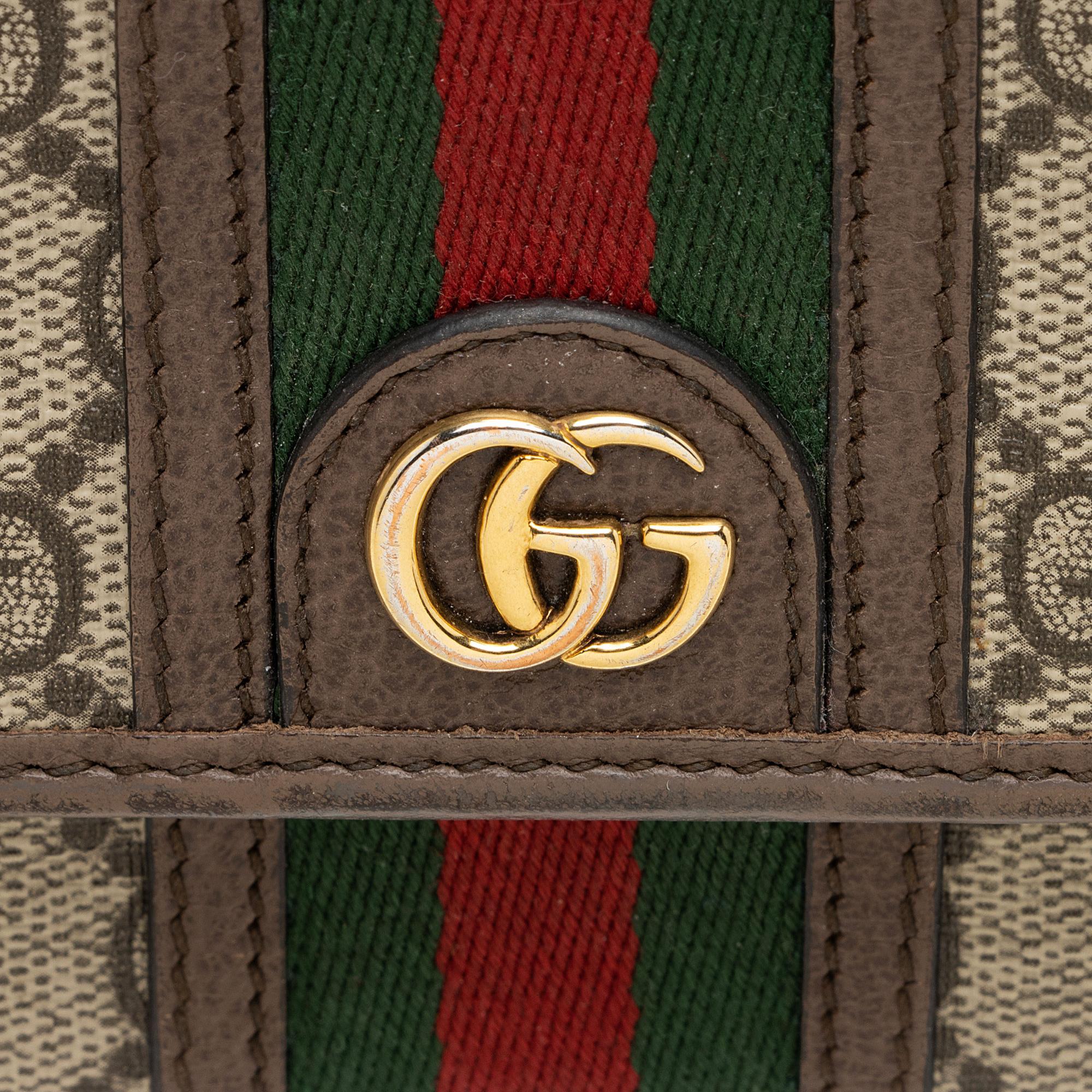 Gucci GG Supreme Ophidia Tri-Fold Wallet Crossbody Bag (SHF-qymUM5)