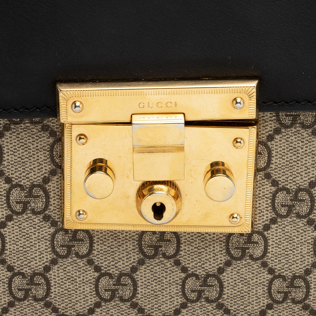 Gucci GG Supreme Padlock Medium Top Handle Satchel (SHF-22676)