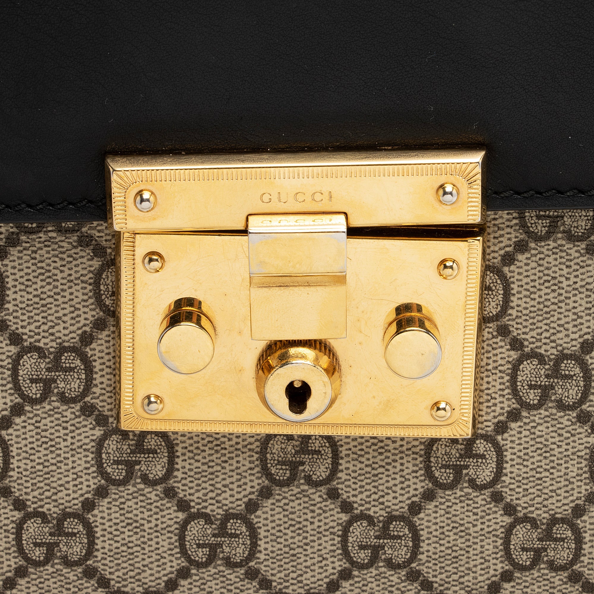 Gucci GG Supreme Padlock Medium Top Handle Satchel (SHF-22676)