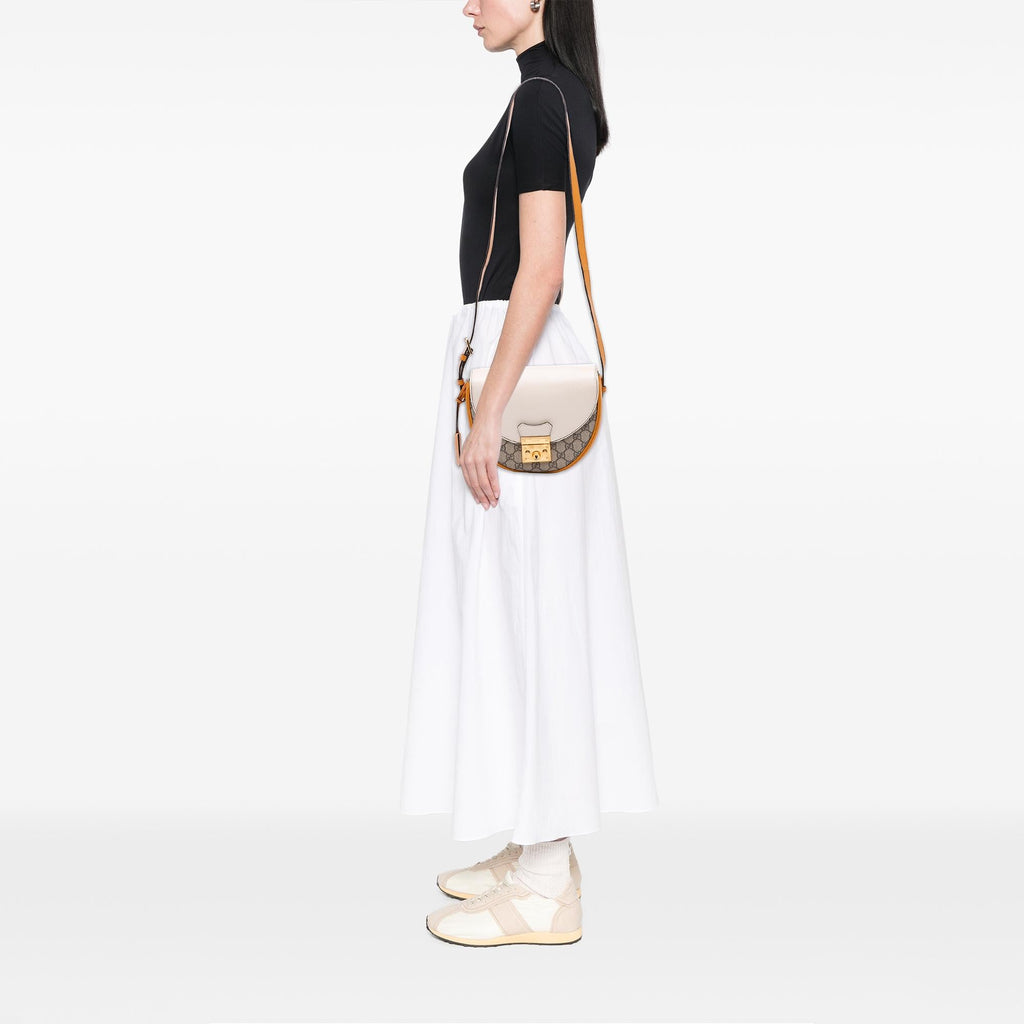Gucci GG Supreme Saddle Padlock Crossbody