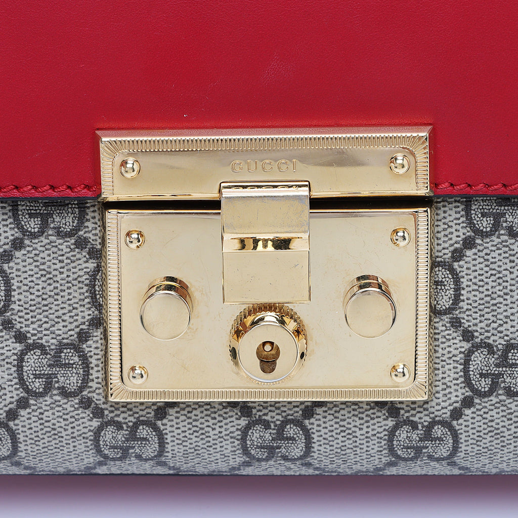 Gucci GG Supreme Small Padlock Shoulder Bag (SHF-121XFL)