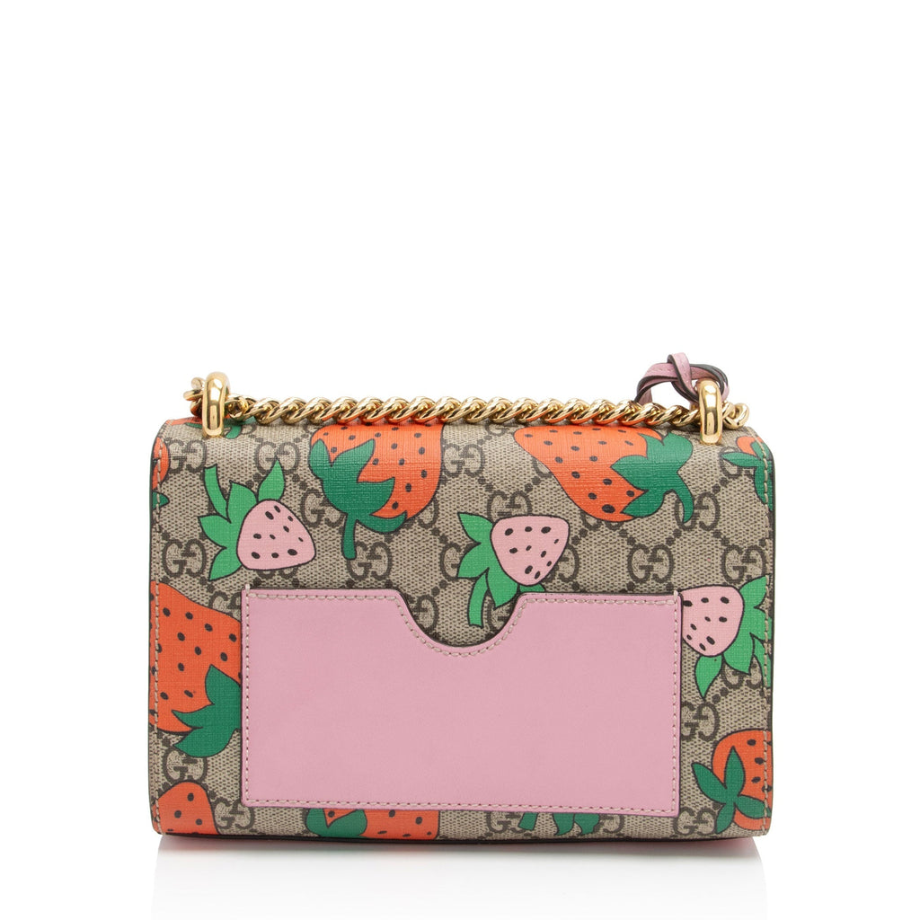 Gucci GG Supreme Strawberry Padlock Small Shoulder Bag