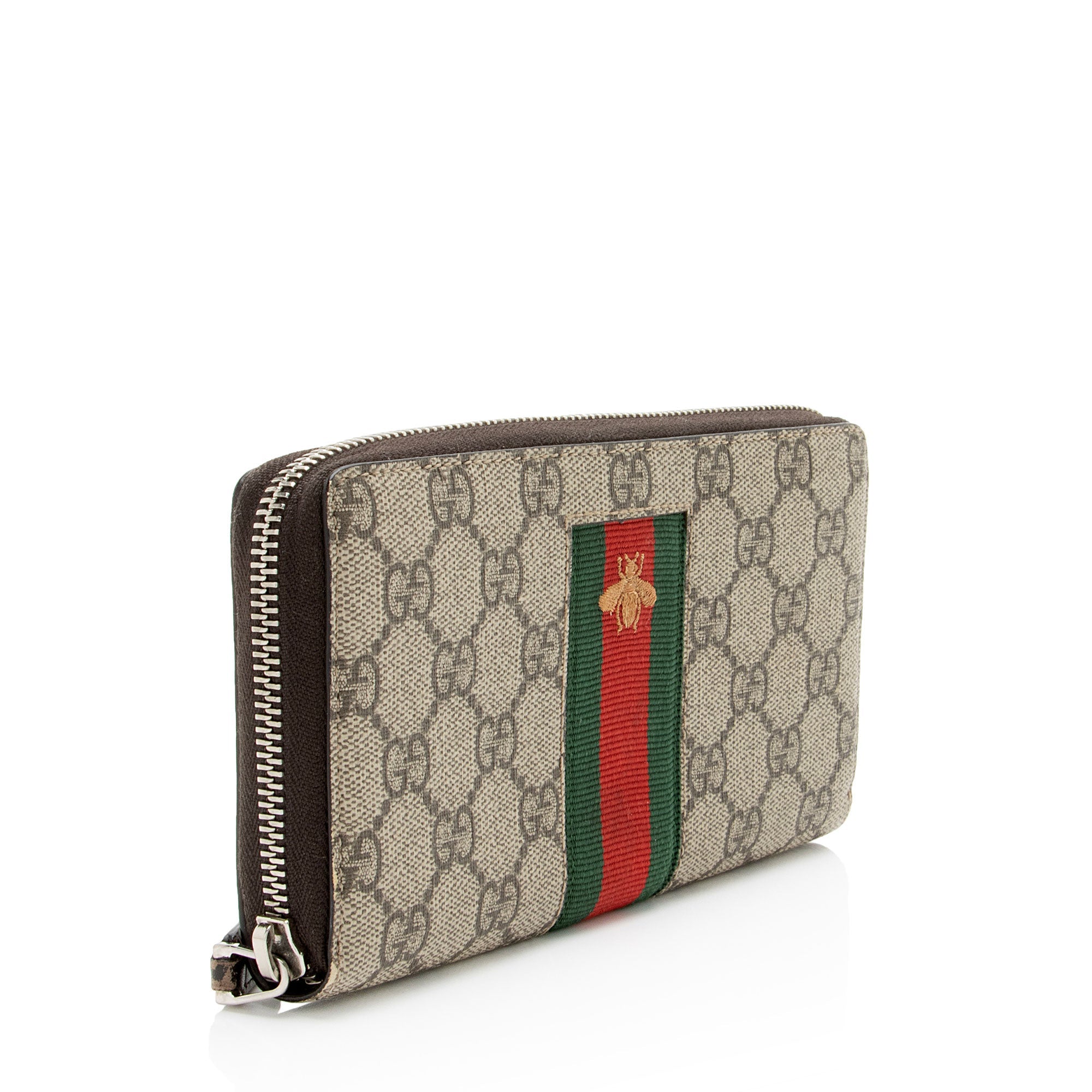 Gucci GG Supreme Web Bee Zip Around Wallet