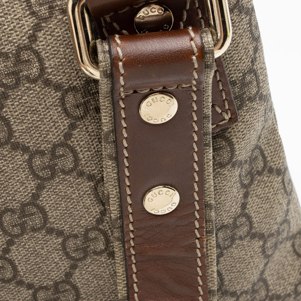 Gucci GG Supreme Web Loop Flat Small Messenger (SHF-2FmbPb)